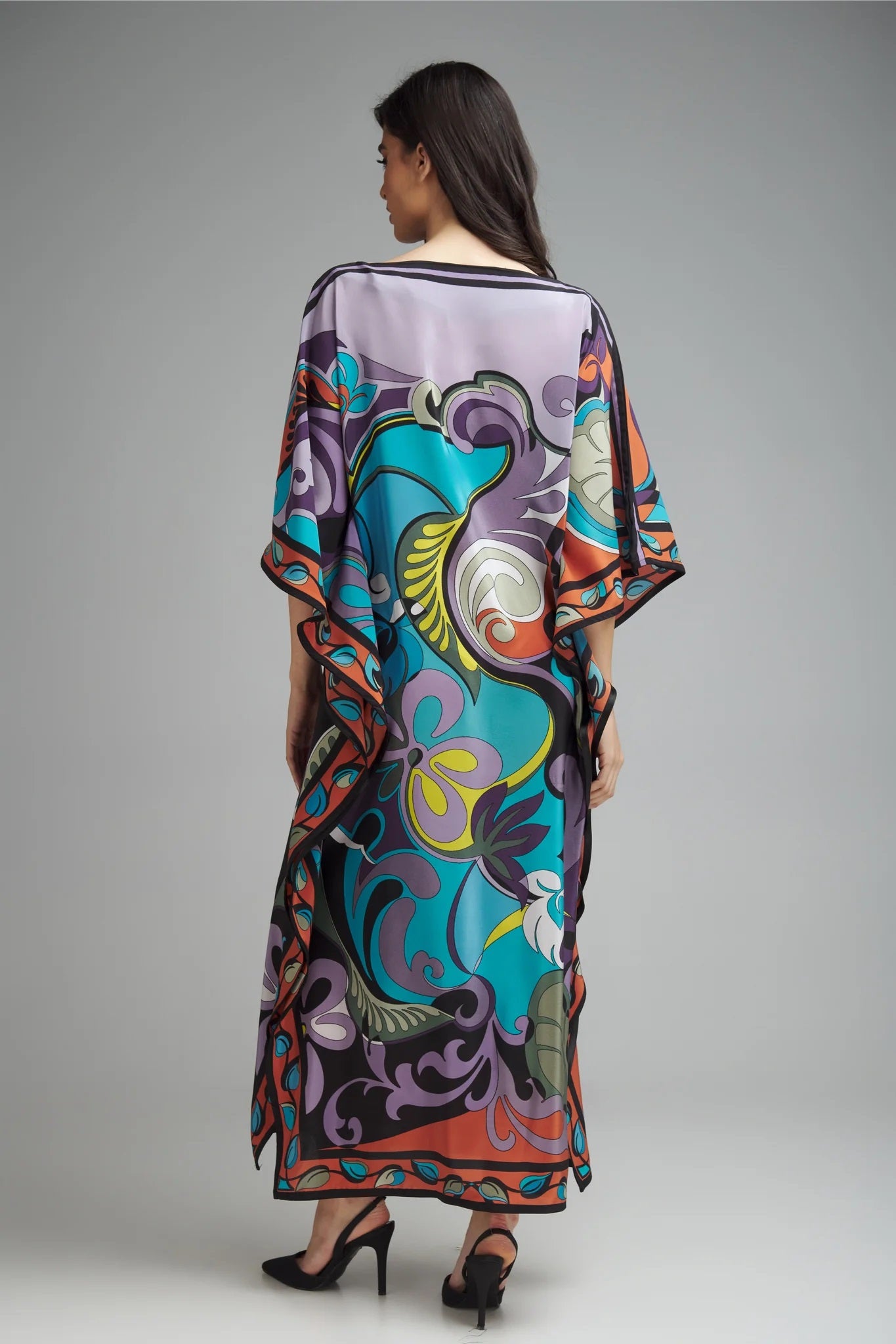 VIBRANT ABSTRACT PRINTED KAFTAN DRESS