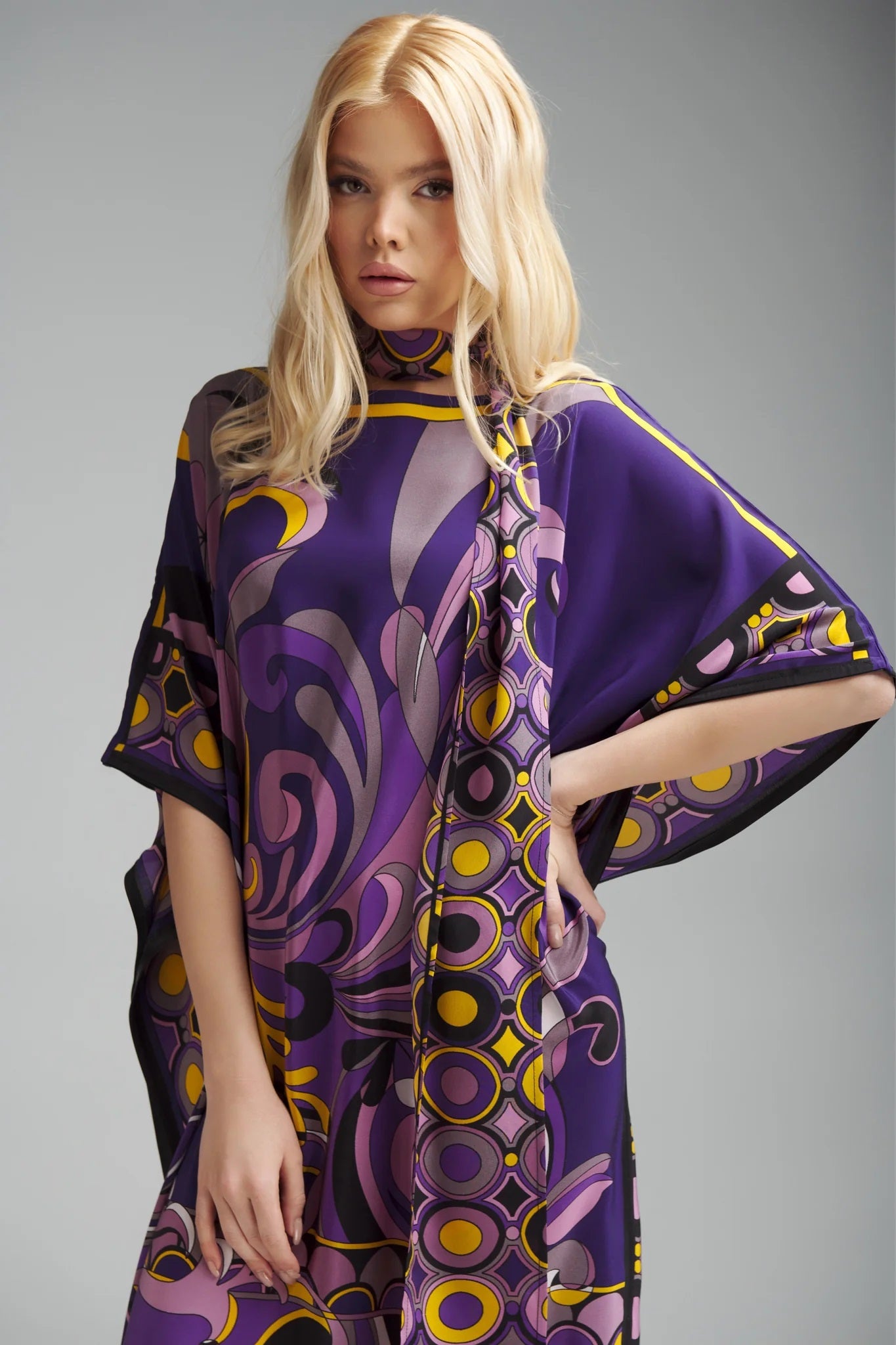 KIMONO GRIP DIAMOND CREPE AUTUMN KAFTAN