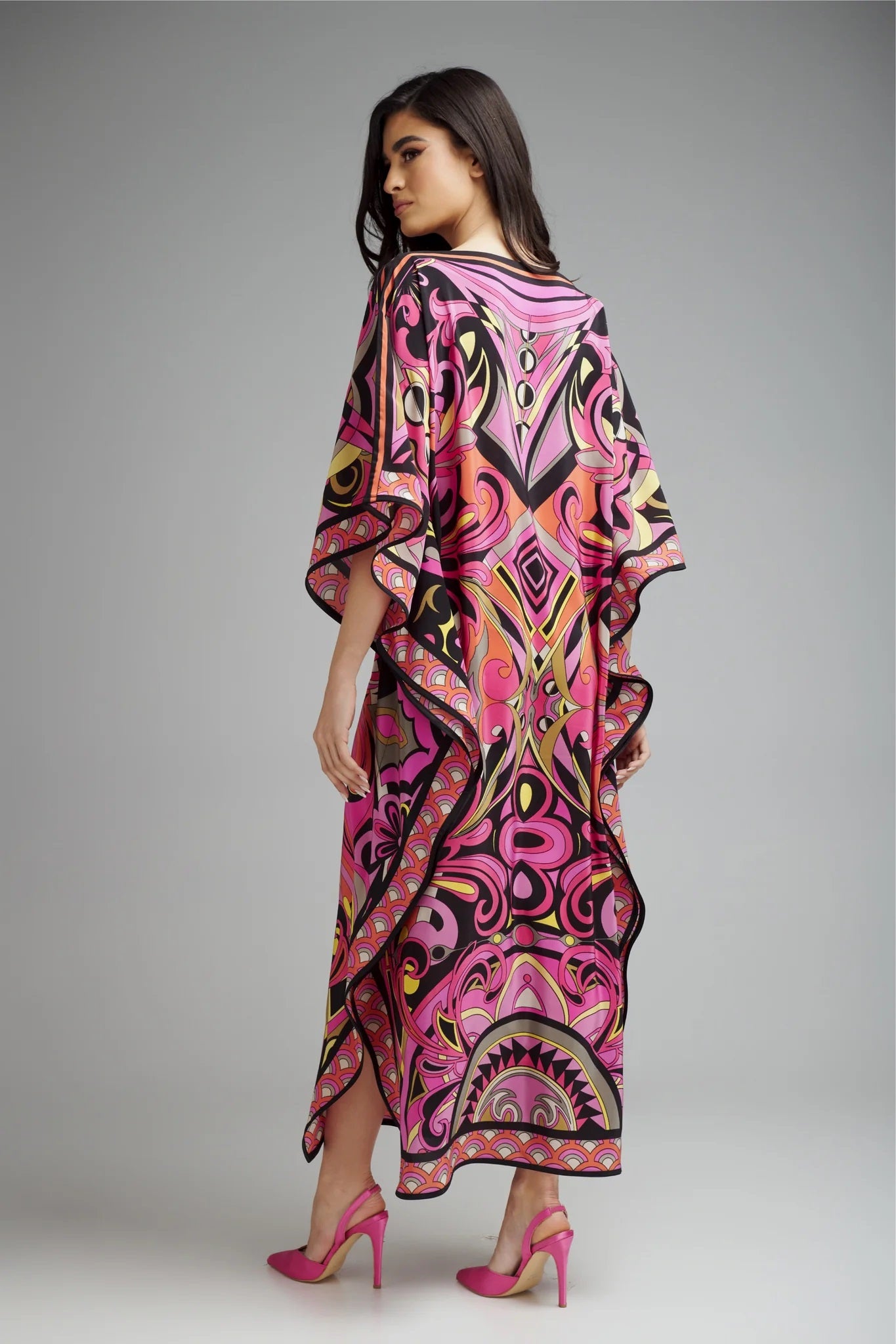 BOLD ABSTRACT PRINTED DESIGNER KAFTAN DRESS