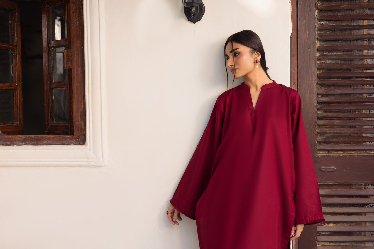 SCARLET BRUSHED LOUNGE TOP AND PANT SET