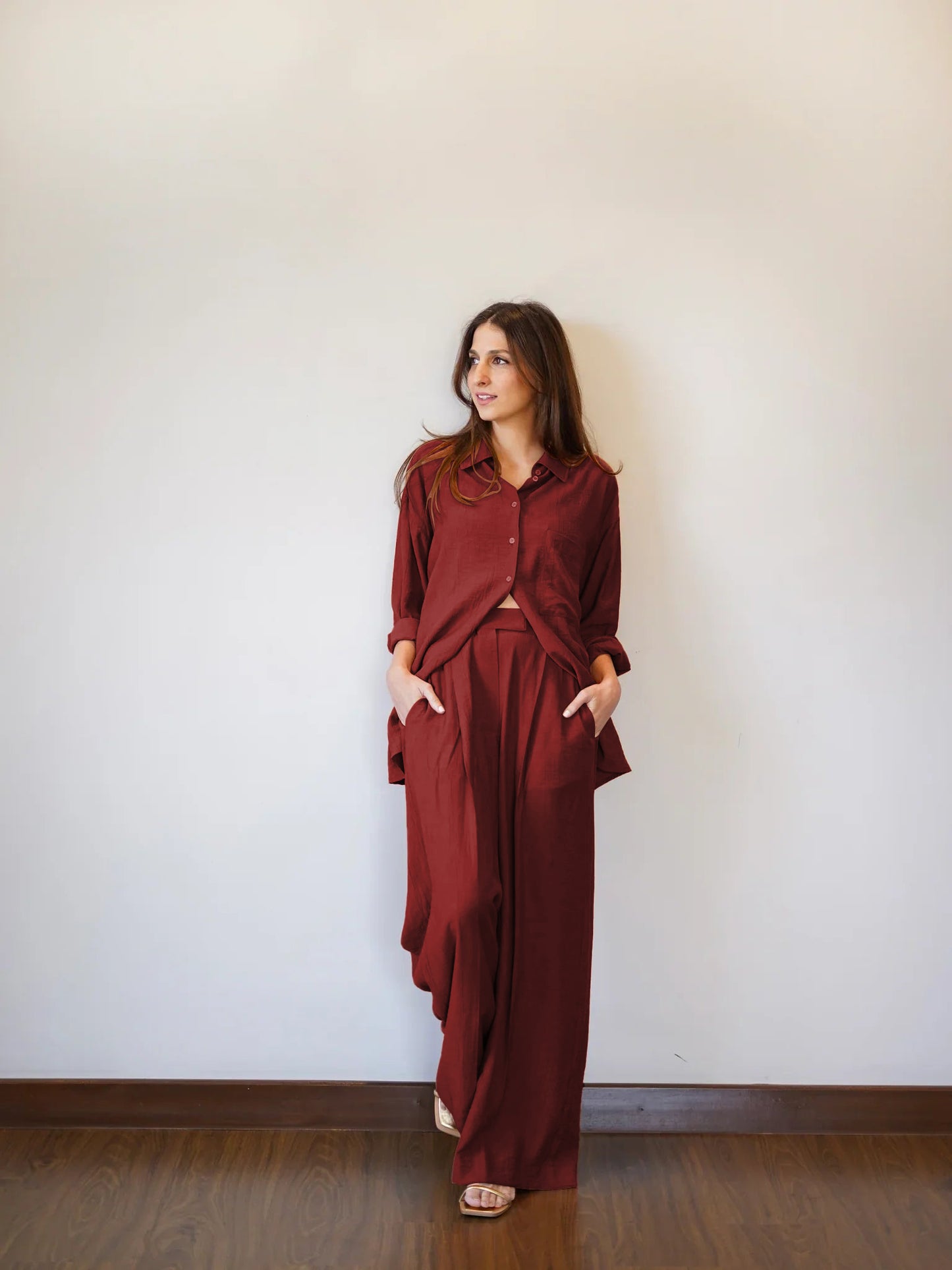 ZURICH CHARM BUTTON-UP SHIRT AND FLOWING PANT CO-ORD SET