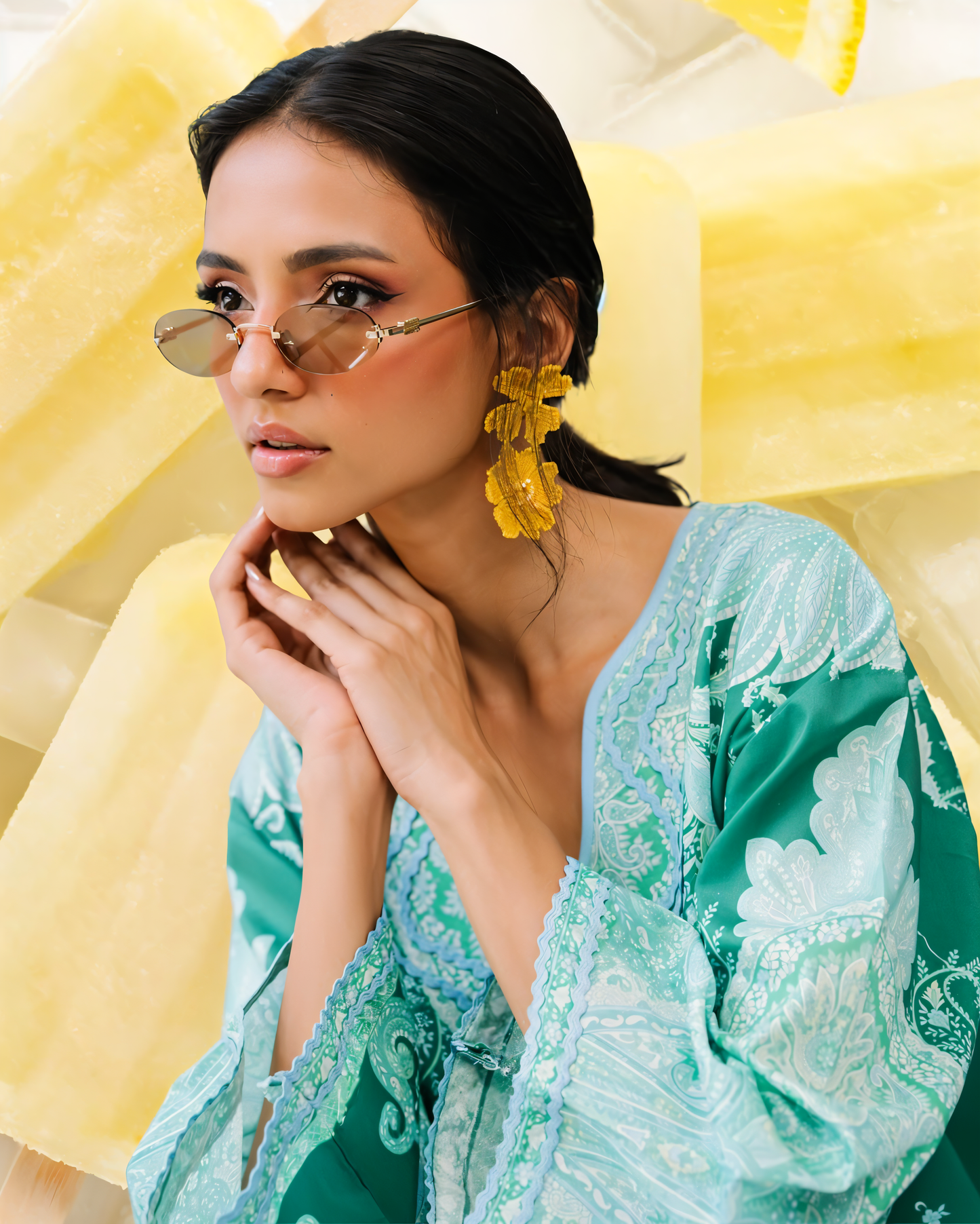 EMARALD & AQUA BAROQUE PREMIUM CO-0RD SET