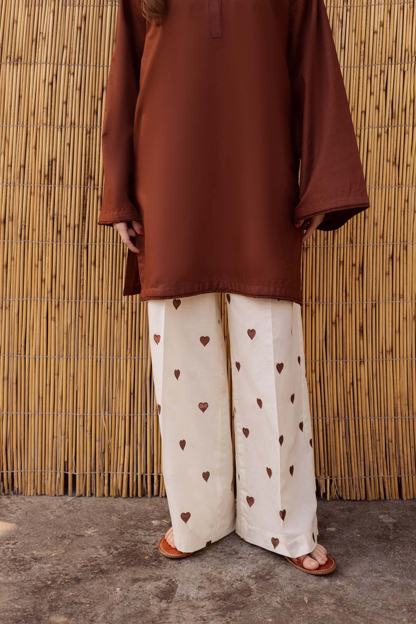 SCARLET BRUSHED LOUNGE TOP AND PANT SET