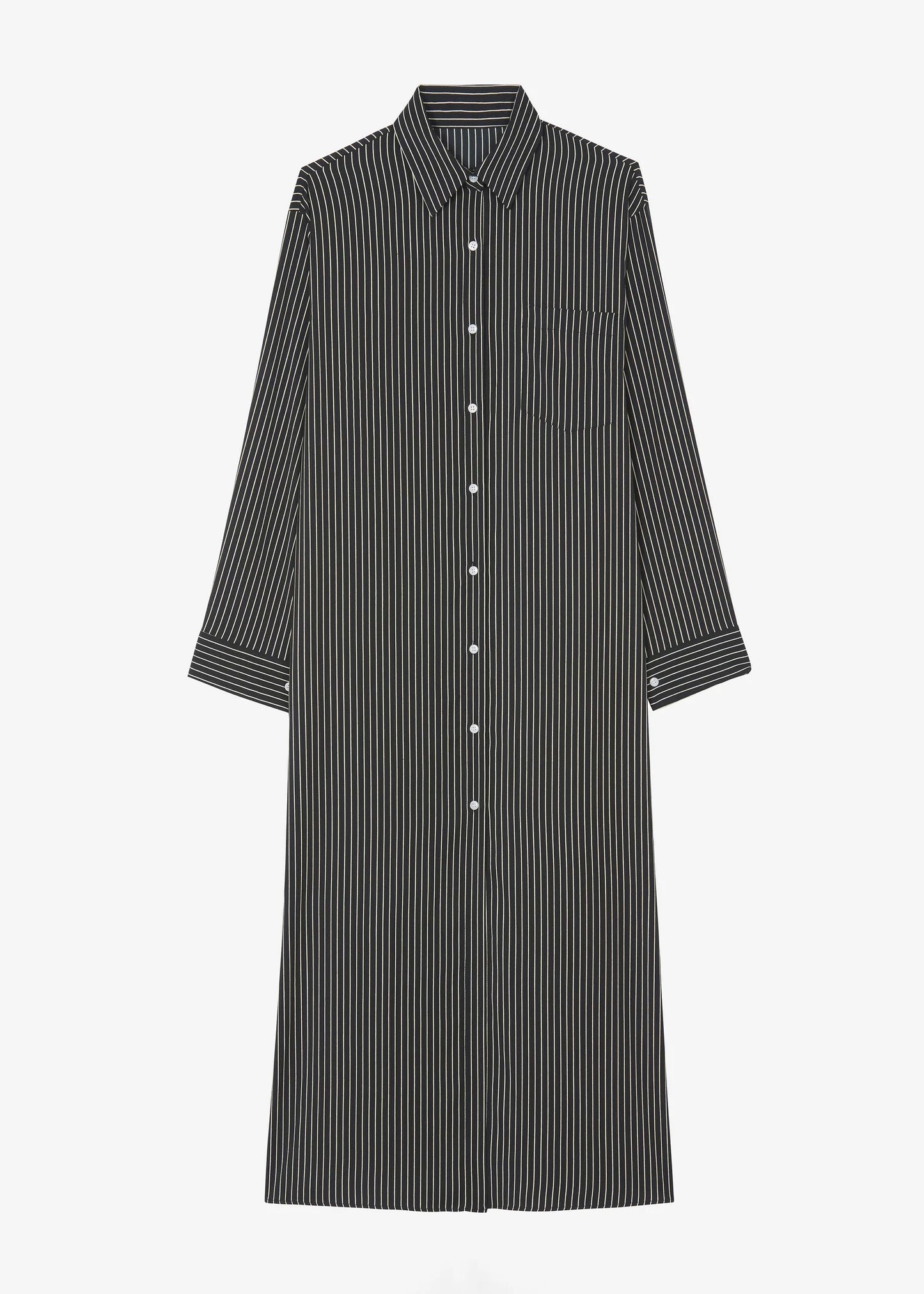 OPEN BUTTON COLLAR SHIRT STYLE LONG DRESS