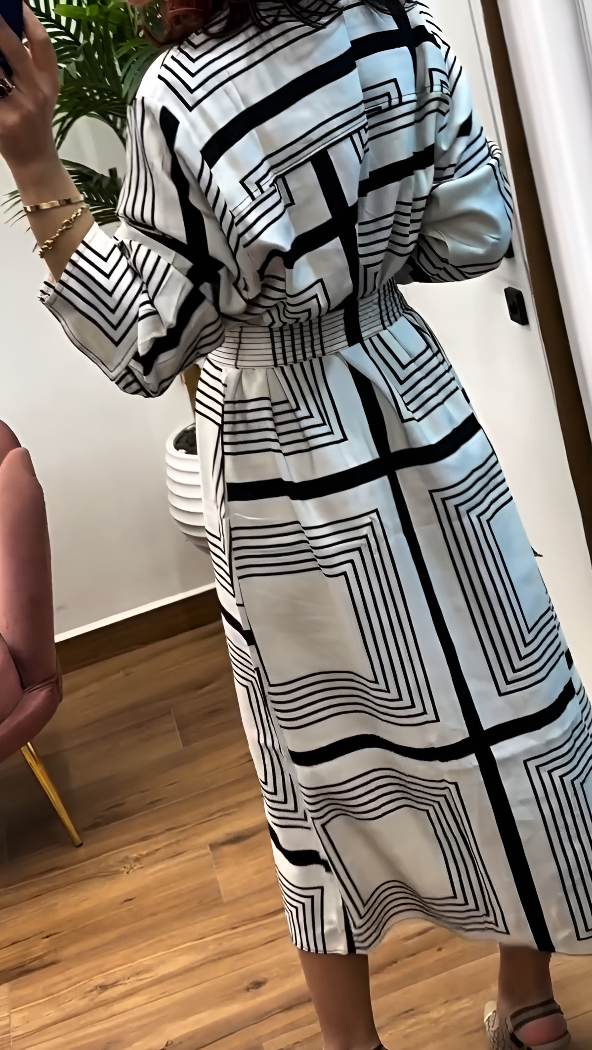GEOMETRIC TWILL PREMIUM SHIRT DRESS