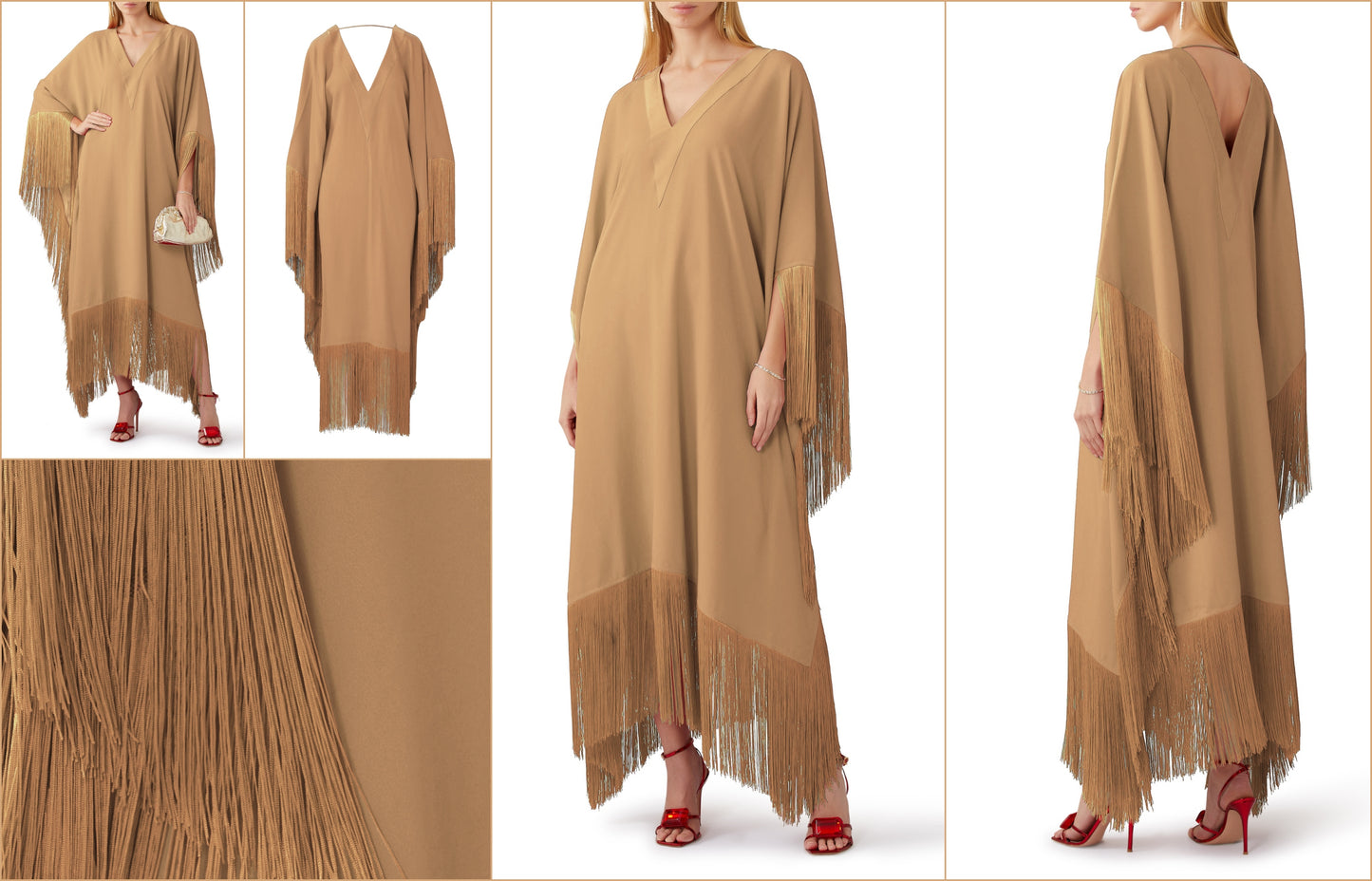 V-NECK STYLE PREMIUM EXCLUSIVE WEAR FRINGED LACE KOREAN SILK KAFTAN