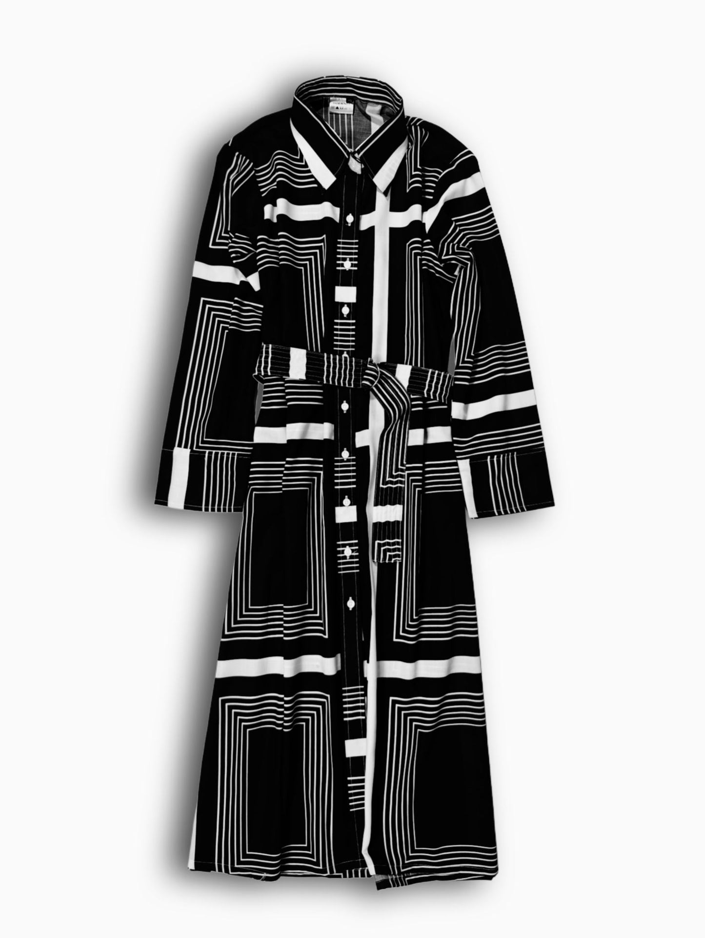 GEOMETRIC TWILL PREMIUM SHIRT DRESS