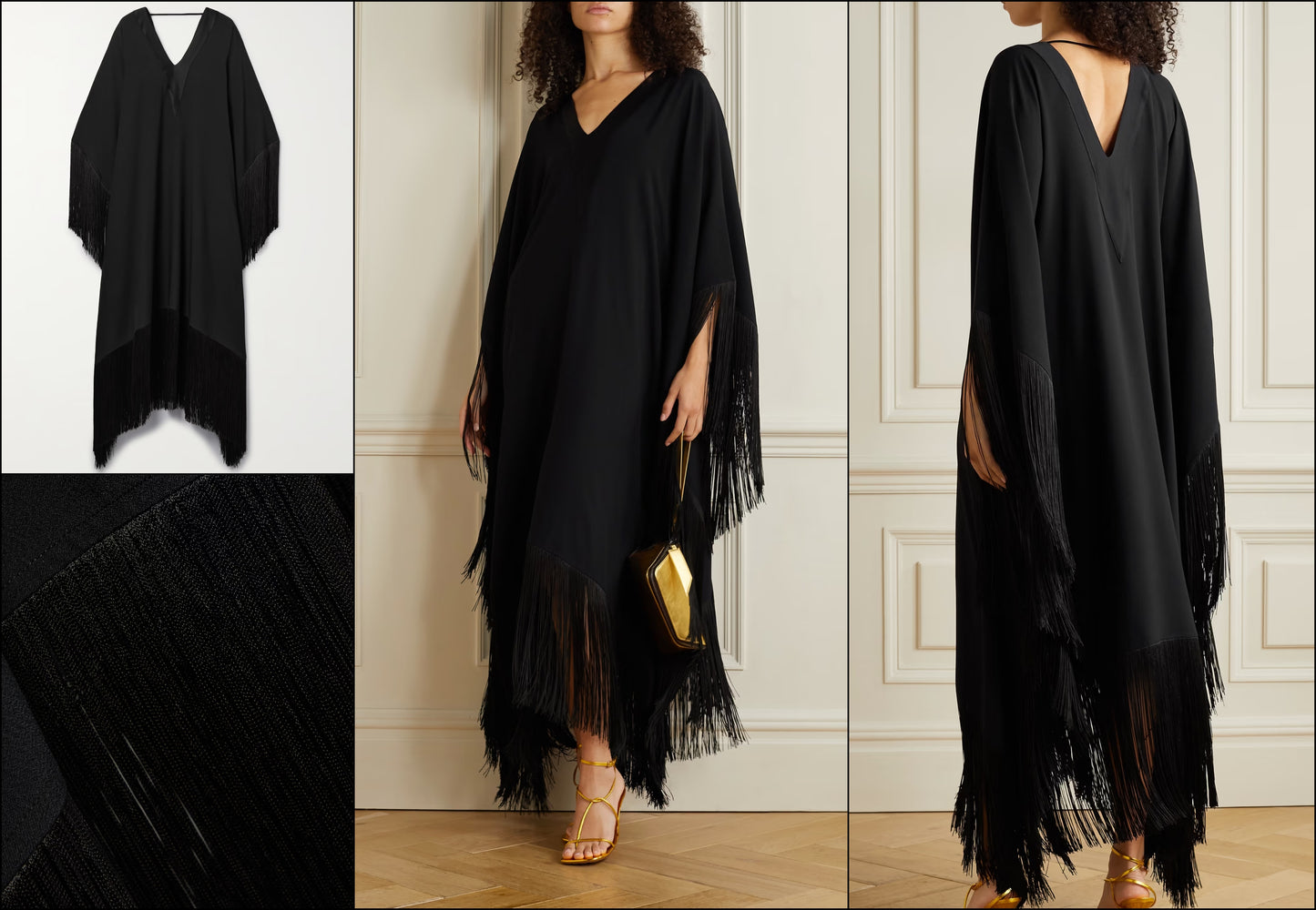 V-NECK STYLE PREMIUM EXCLUSIVE WEAR FRINGED LACE KOREAN SILK KAFTAN