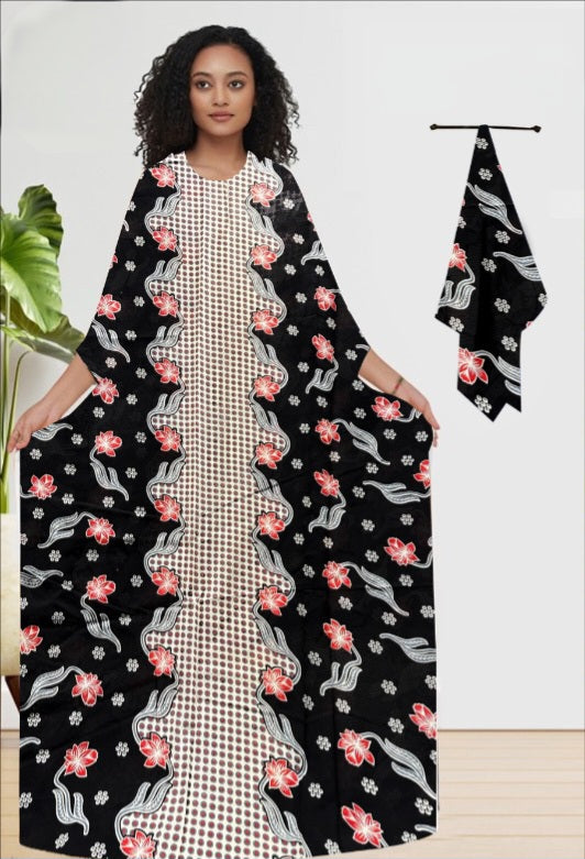 HIBISCUS FUSION LUXE LONG KAFTAN WITH DUPATTA