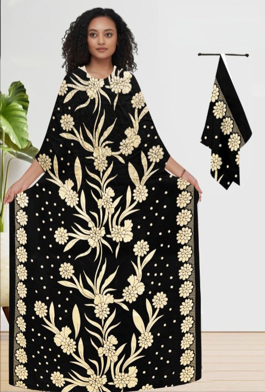 FLORAL VINE LUXE LONG KAFTAN WITH DUPATTA