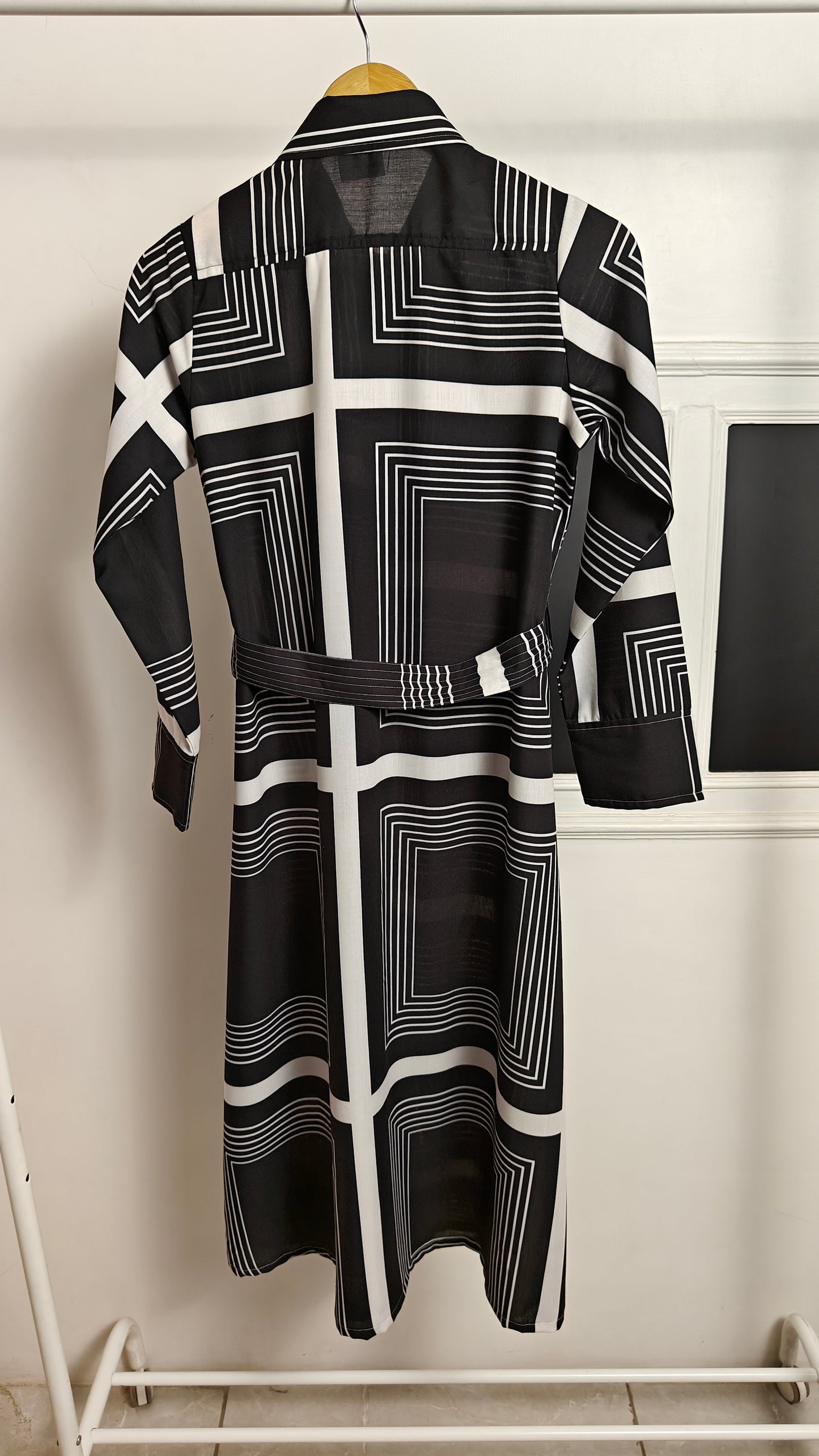 GEOMETRIC TWILL PREMIUM SHIRT DRESS