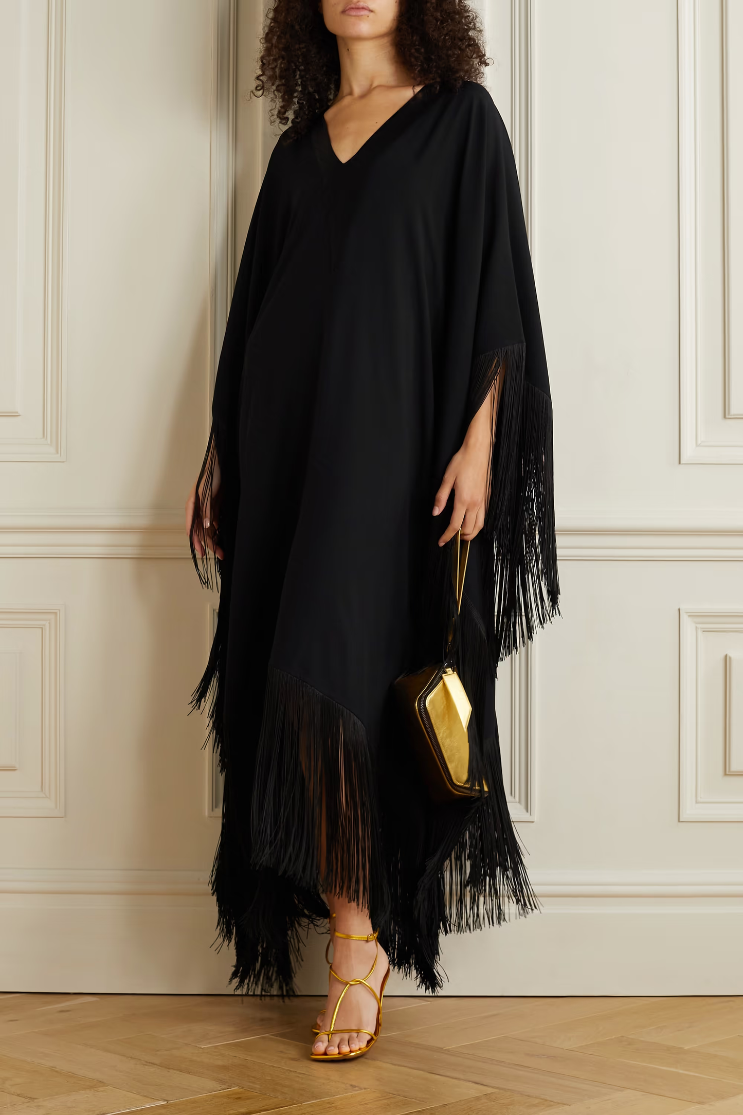 V-NECK STYLE PREMIUM EXCLUSIVE WEAR FRINGED LACE KOREAN SILK KAFTAN