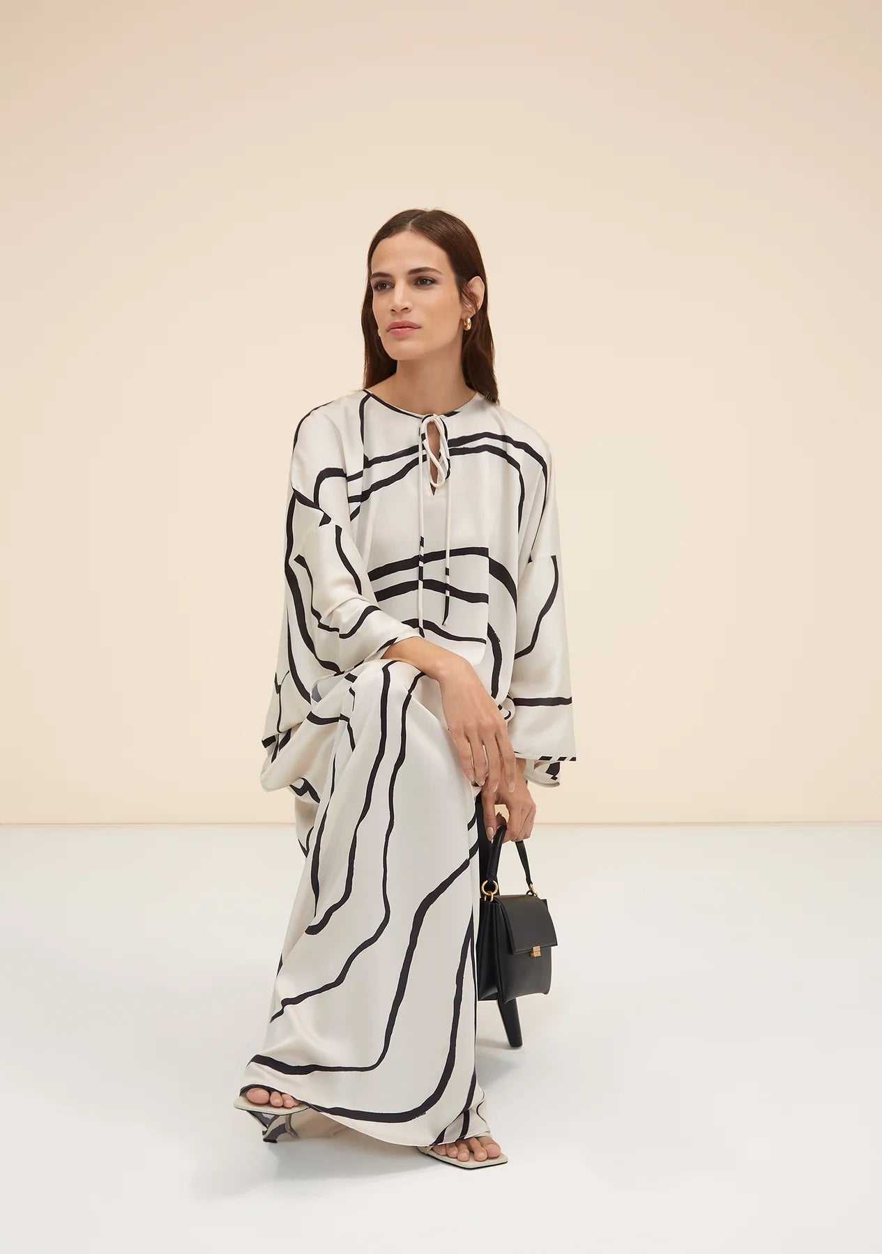 SOFT ORGANZA SILK FABRIC PREMIUM ABSTRACT PRINTED LONG KAFTAN