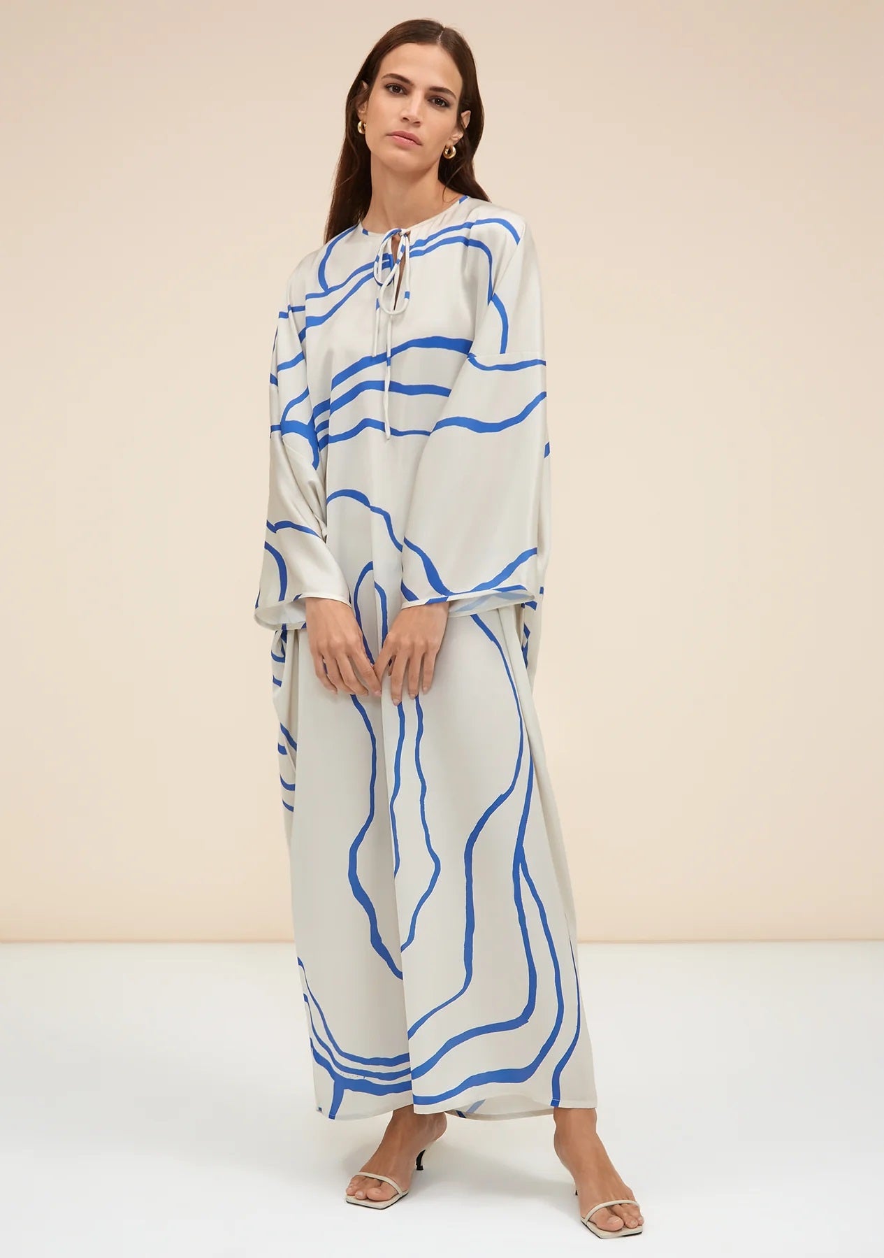 SOFT ORGANZA SILK FABRIC PREMIUM ABSTRACT PRINTED LONG KAFTAN