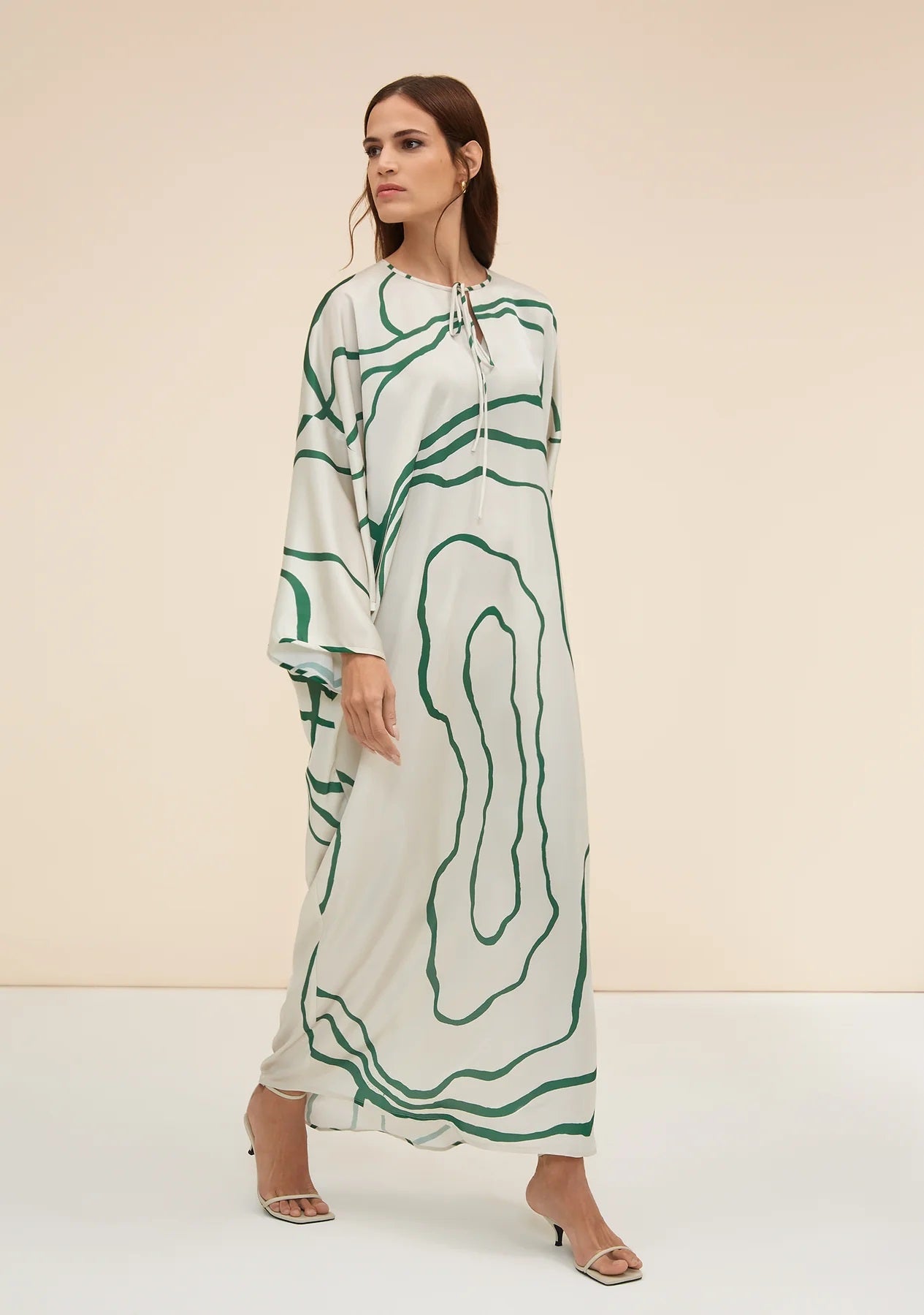 SOFT ORGANZA SILK FABRIC PREMIUM ABSTRACT PRINTED LONG KAFTAN