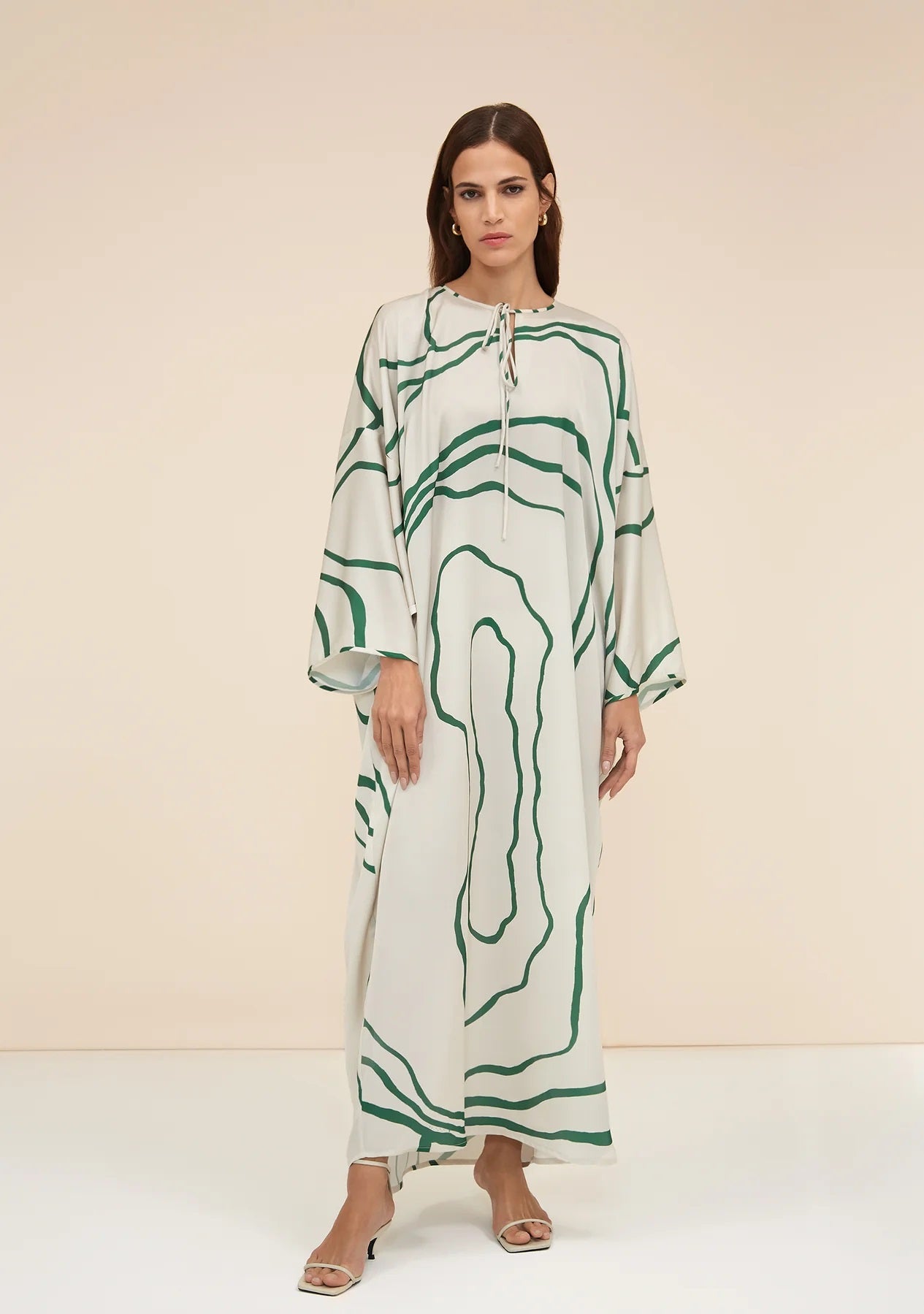 SOFT ORGANZA SILK FABRIC PREMIUM ABSTRACT PRINTED LONG KAFTAN