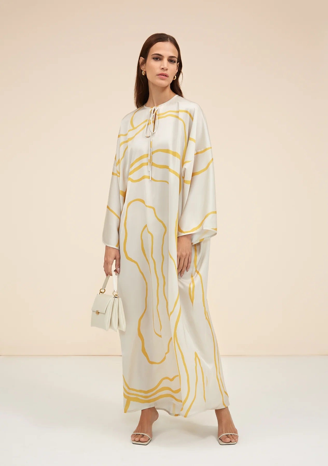 SOFT ORGANZA SILK FABRIC PREMIUM ABSTRACT PRINTED LONG KAFTAN