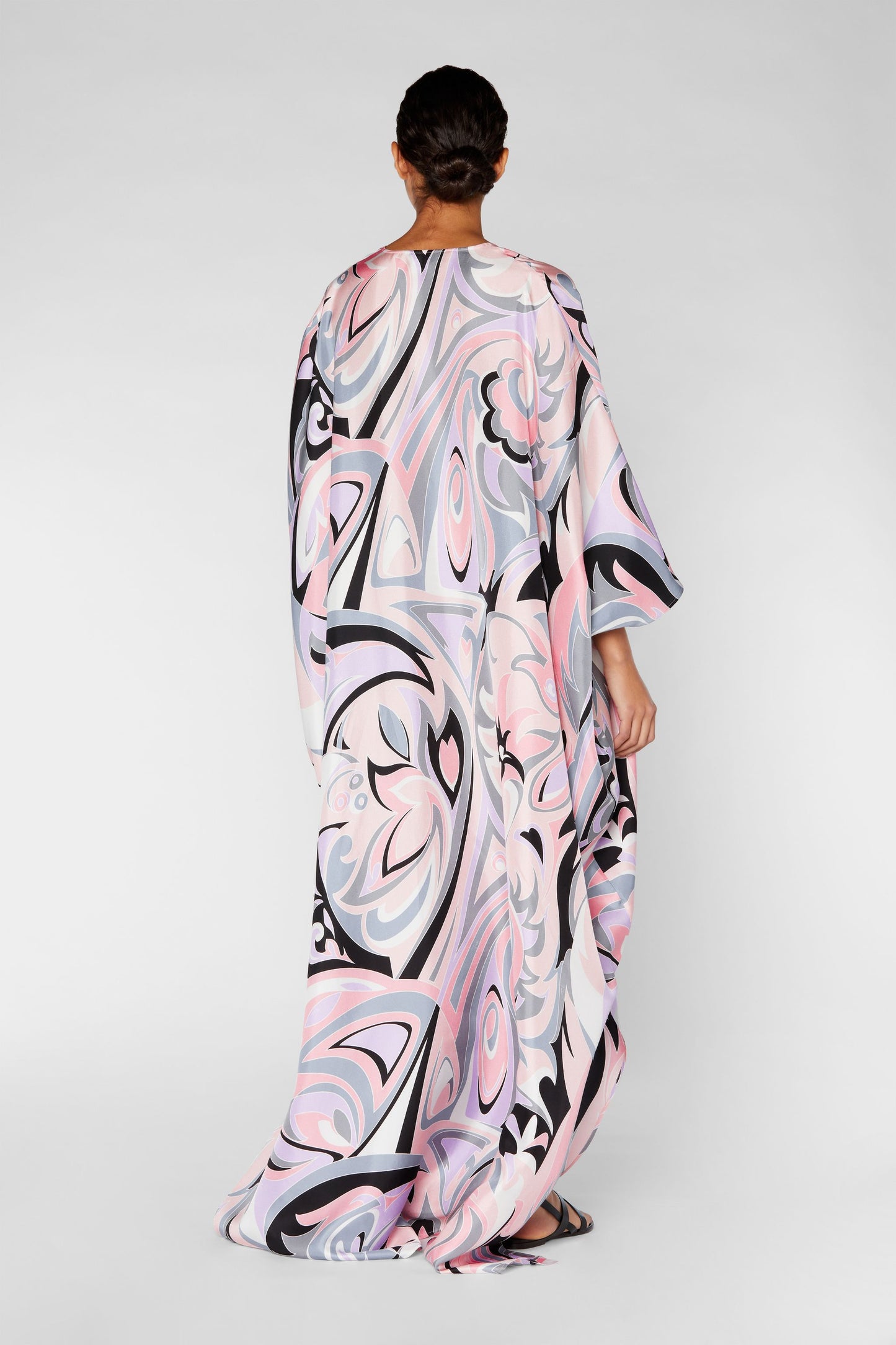 PREMIUM GAZE PATTERN PRINTED SOFT SATIN SILK KAFTAN