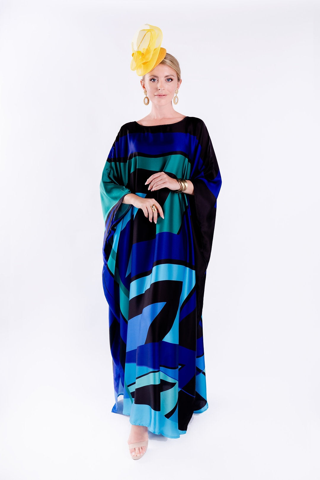 PREMIUM SATIN SILK GEOMETRIC DIGITAL PRINTED LONG KAFTAN