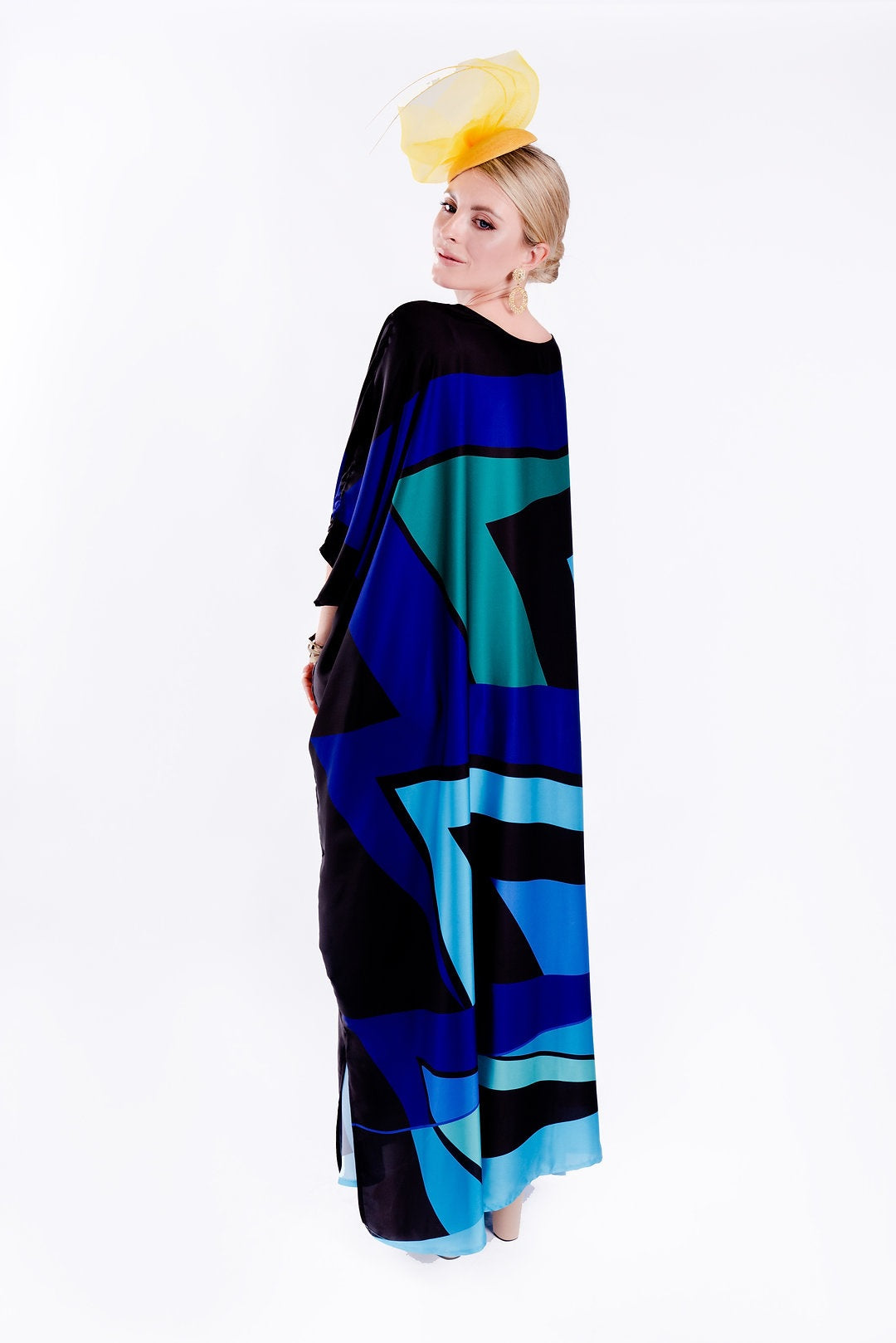 PREMIUM SATIN SILK GEOMETRIC DIGITAL PRINTED LONG KAFTAN