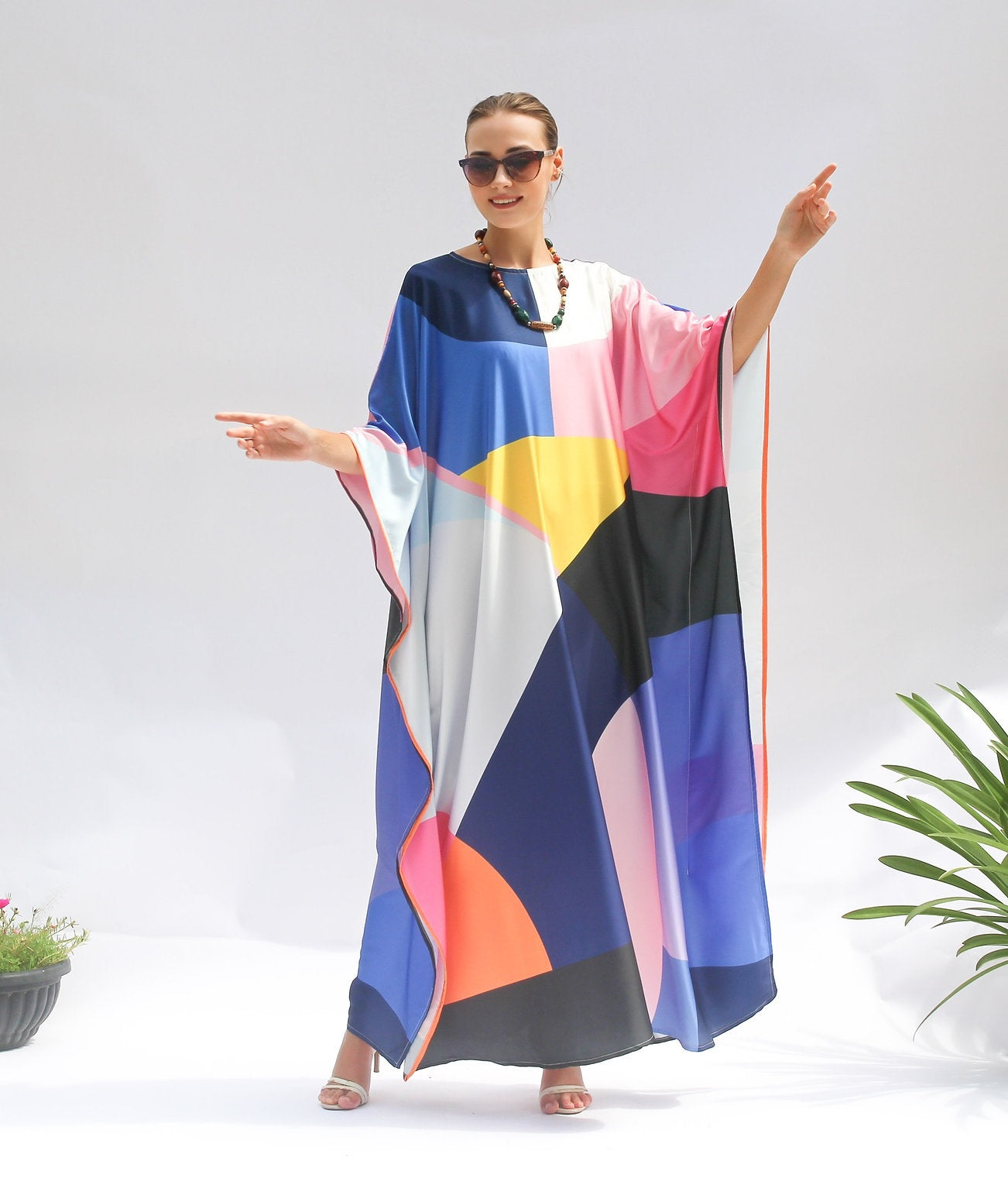 PRISM PATTERN DIGITAL PRINTED LONG KAFTAN