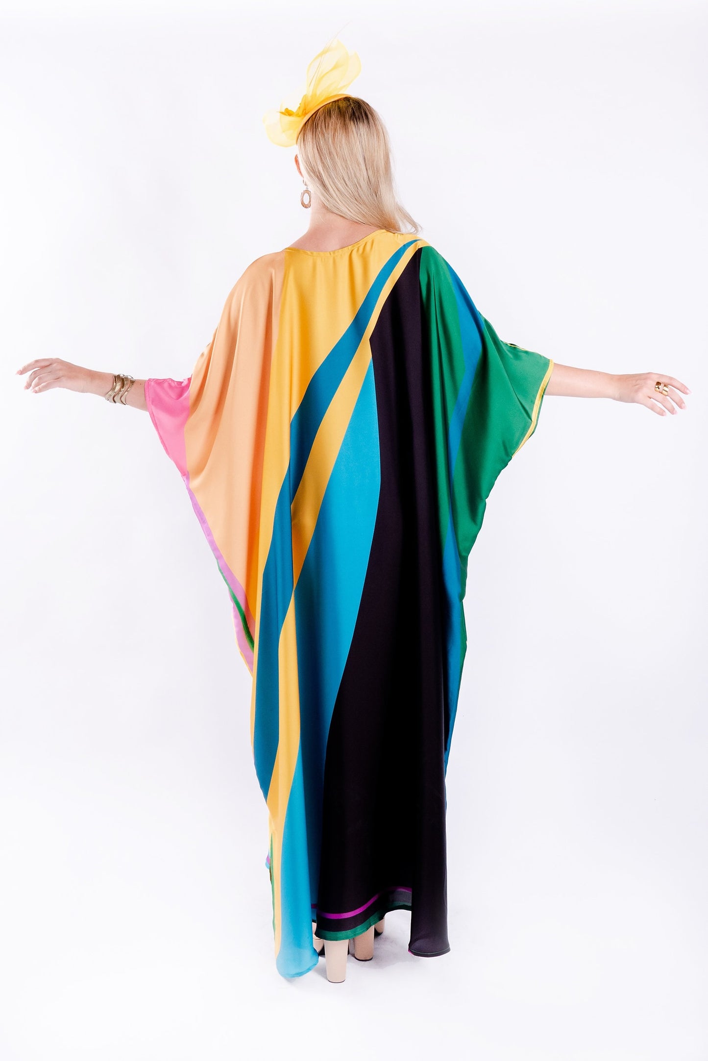 DIAGONAL STYLE PREMIUM MULTI COLOUR DIGITAL PRINTED LONG KAFTAN