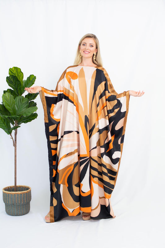 TIGER THEME PREMIUM STAIN SILK DIGITAL PRINTED LONG KAFTAN