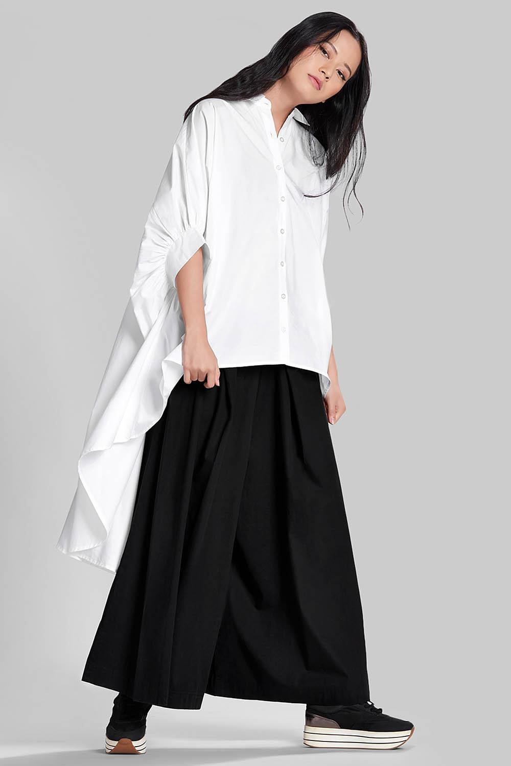 PREMIUM NATURAL COTTON POPLIN SHIRT WITH EXAGGERATED SLEEVES