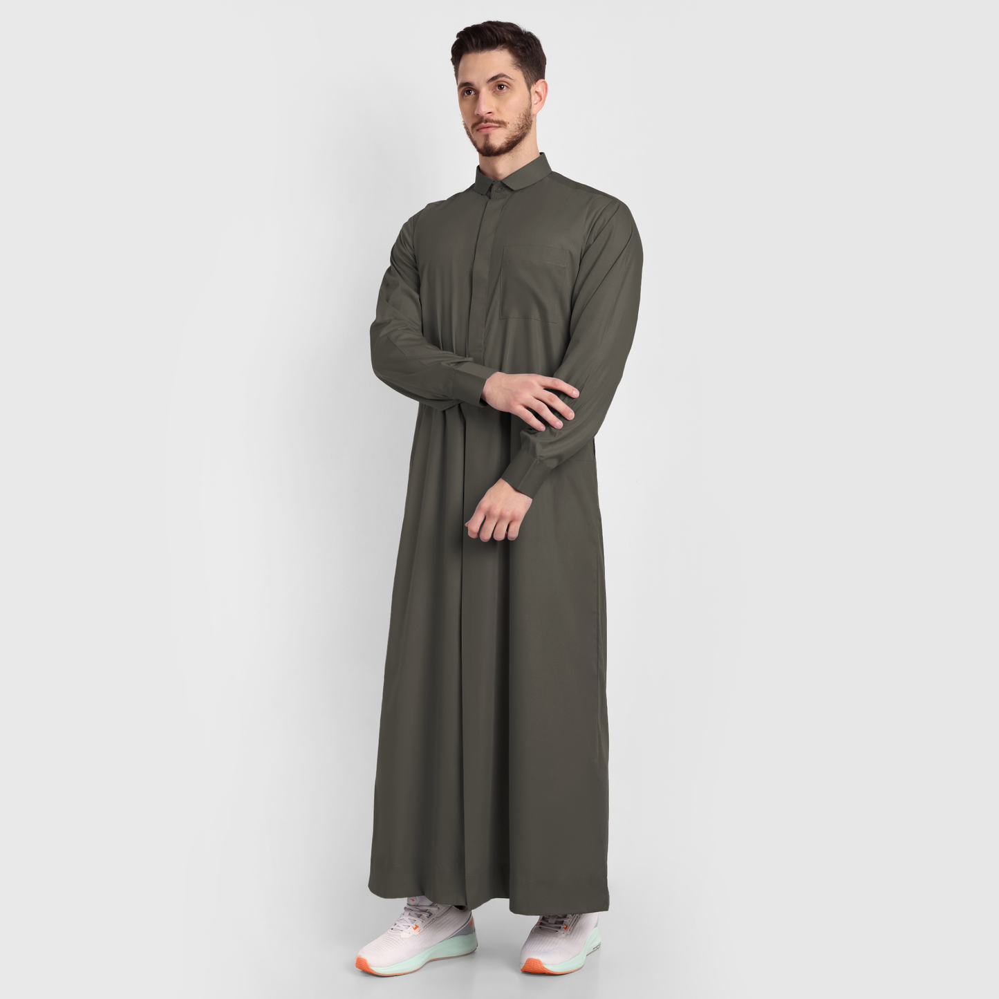 PREMIUM EGYPTIAN TUXEDO COLLAR COTTON FIT STYLE THOBE SMALL 56 PHANTOM BLACK