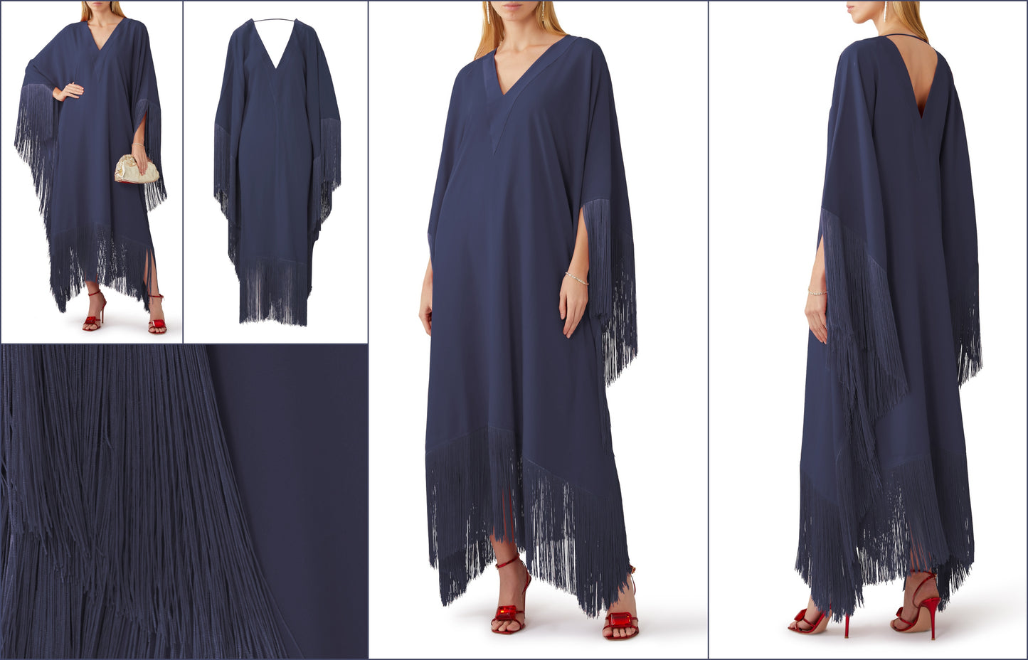 V-NECK STYLE PREMIUM EXCLUSIVE WEAR FRINGED LACE KOREAN SILK KAFTAN