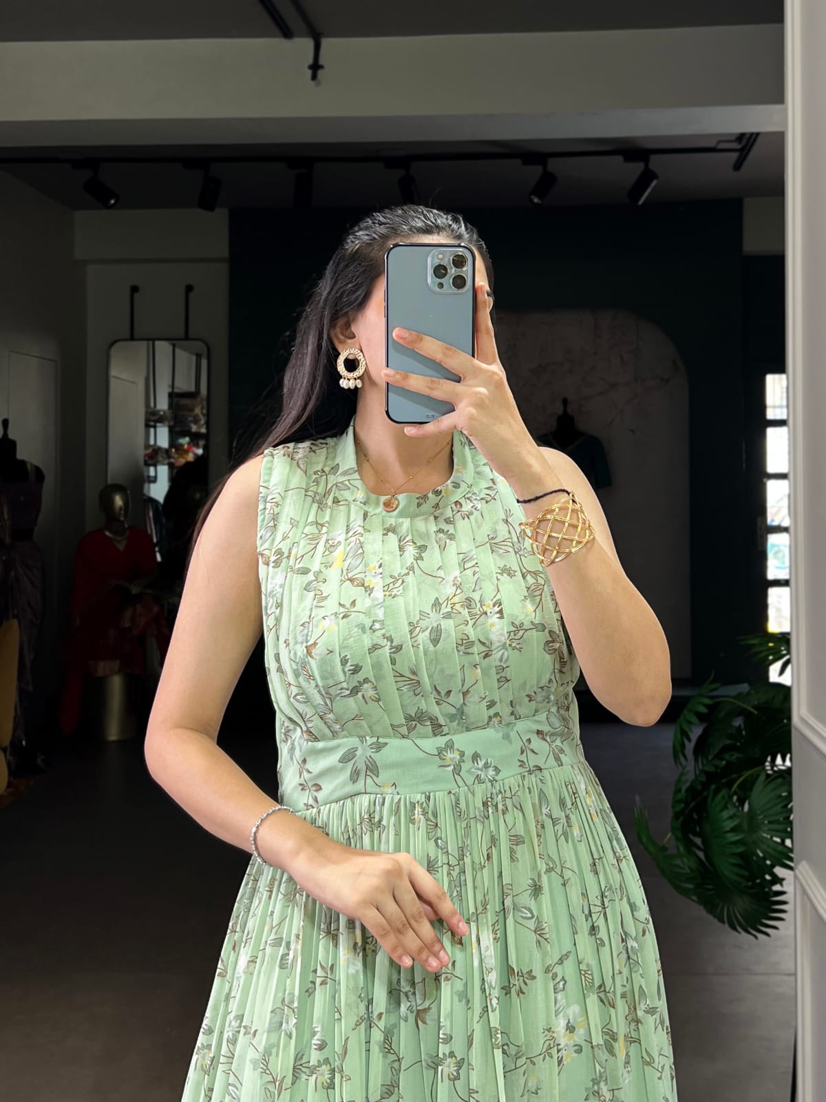 PASTEL MIST BOTANICAL LONG DRESS GOWN