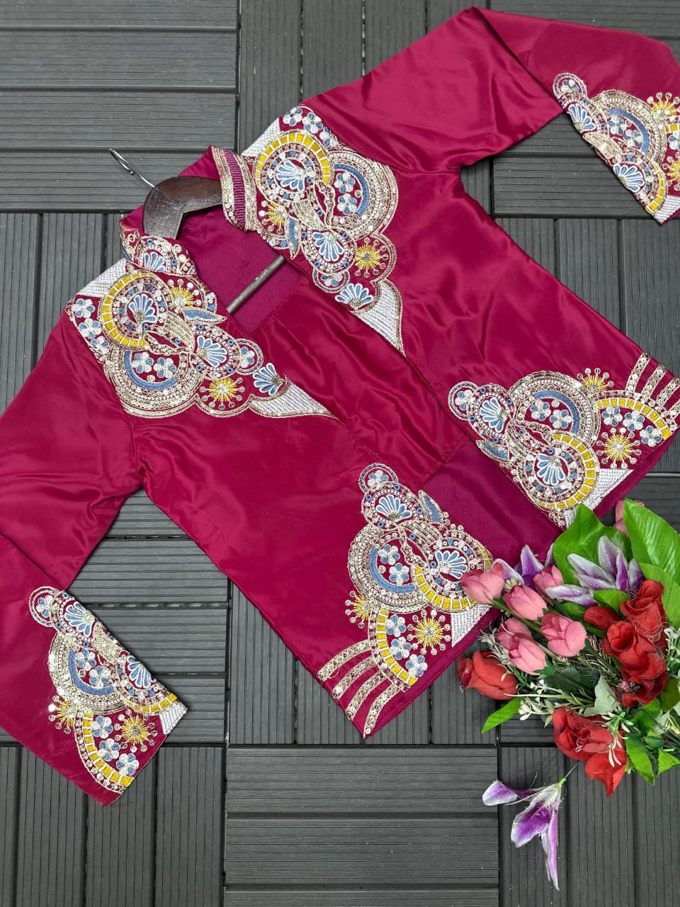 SEQUENCE EMBROIDERED SAREE SET WITH DESIGNER KOTI