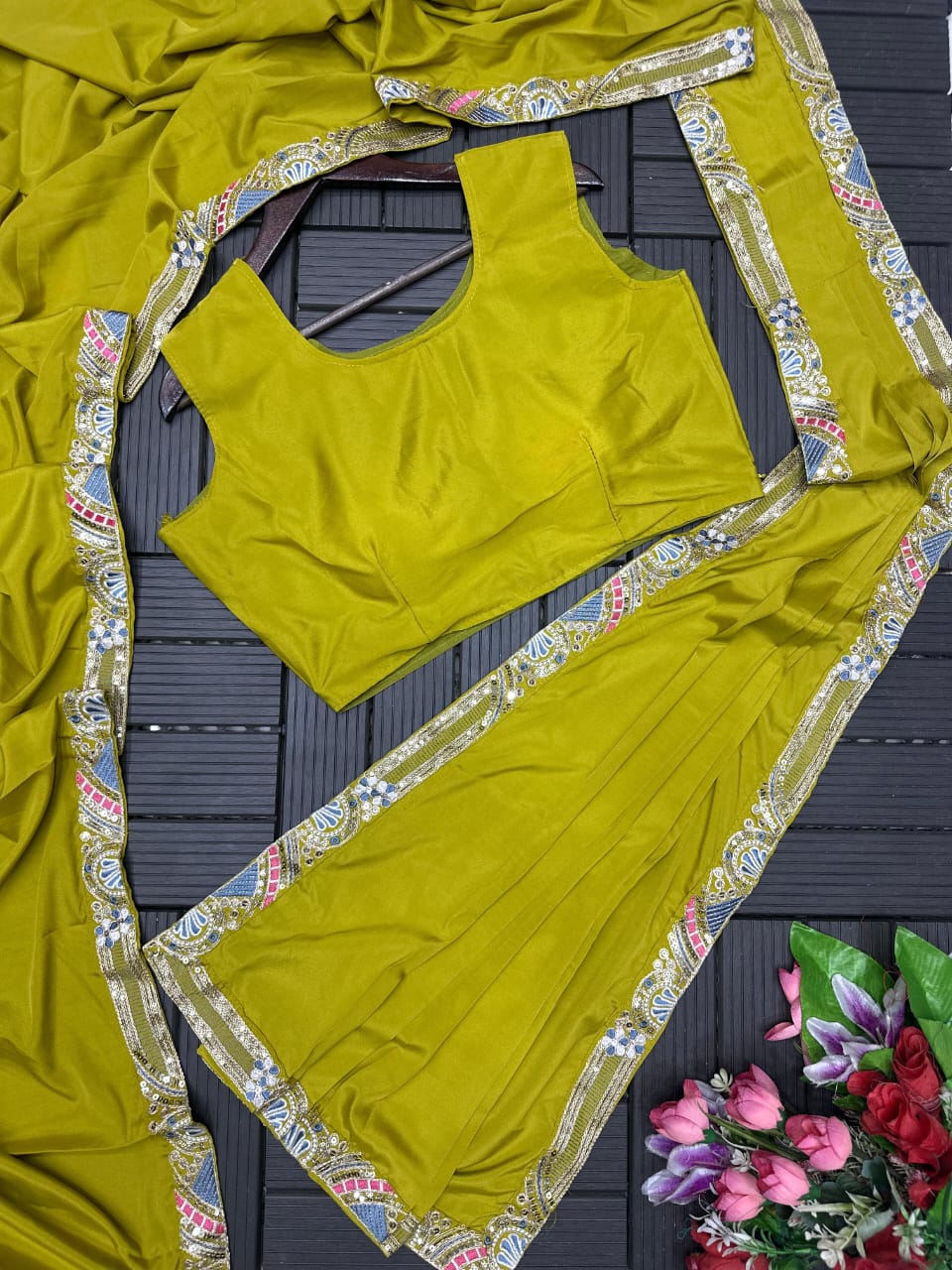 SEQUENCE EMBROIDERED SAREE SET WITH DESIGNER KOTI