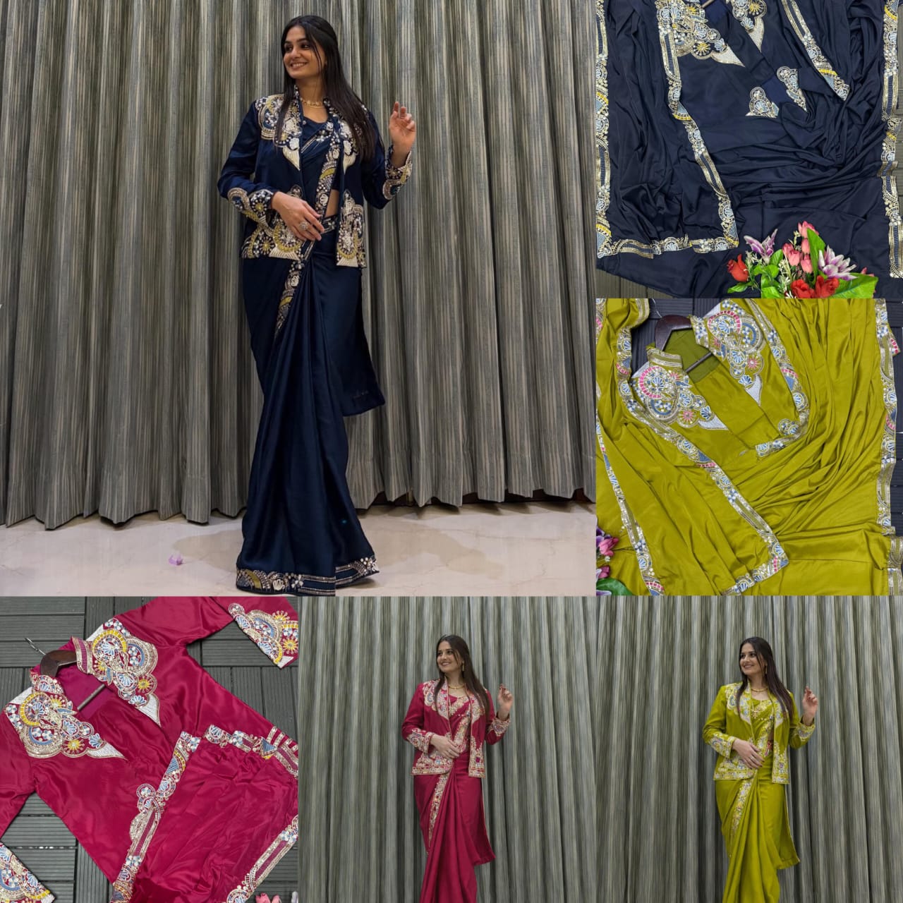 SEQUENCE EMBROIDERED SAREE SET WITH DESIGNER KOTI