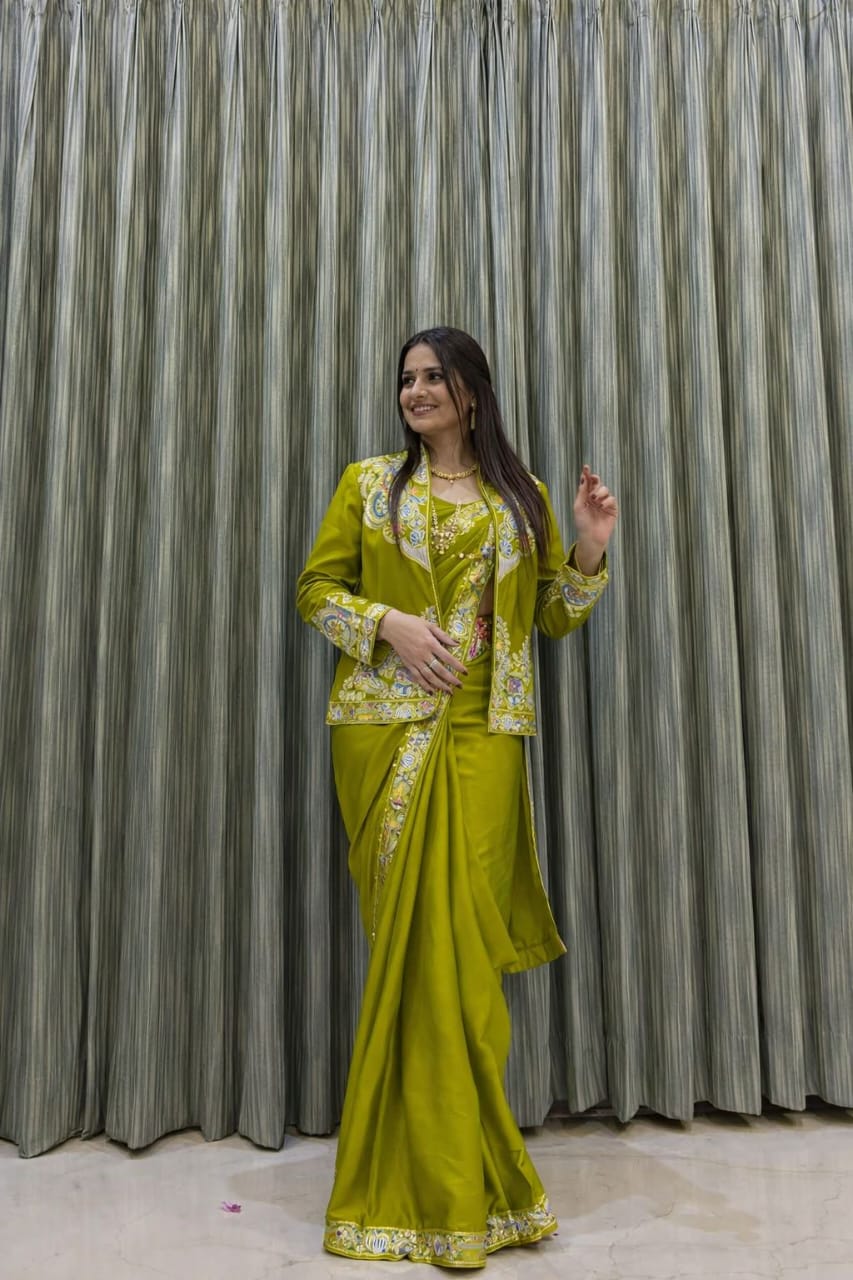 SEQUENCE EMBROIDERED SAREE SET WITH DESIGNER KOTI