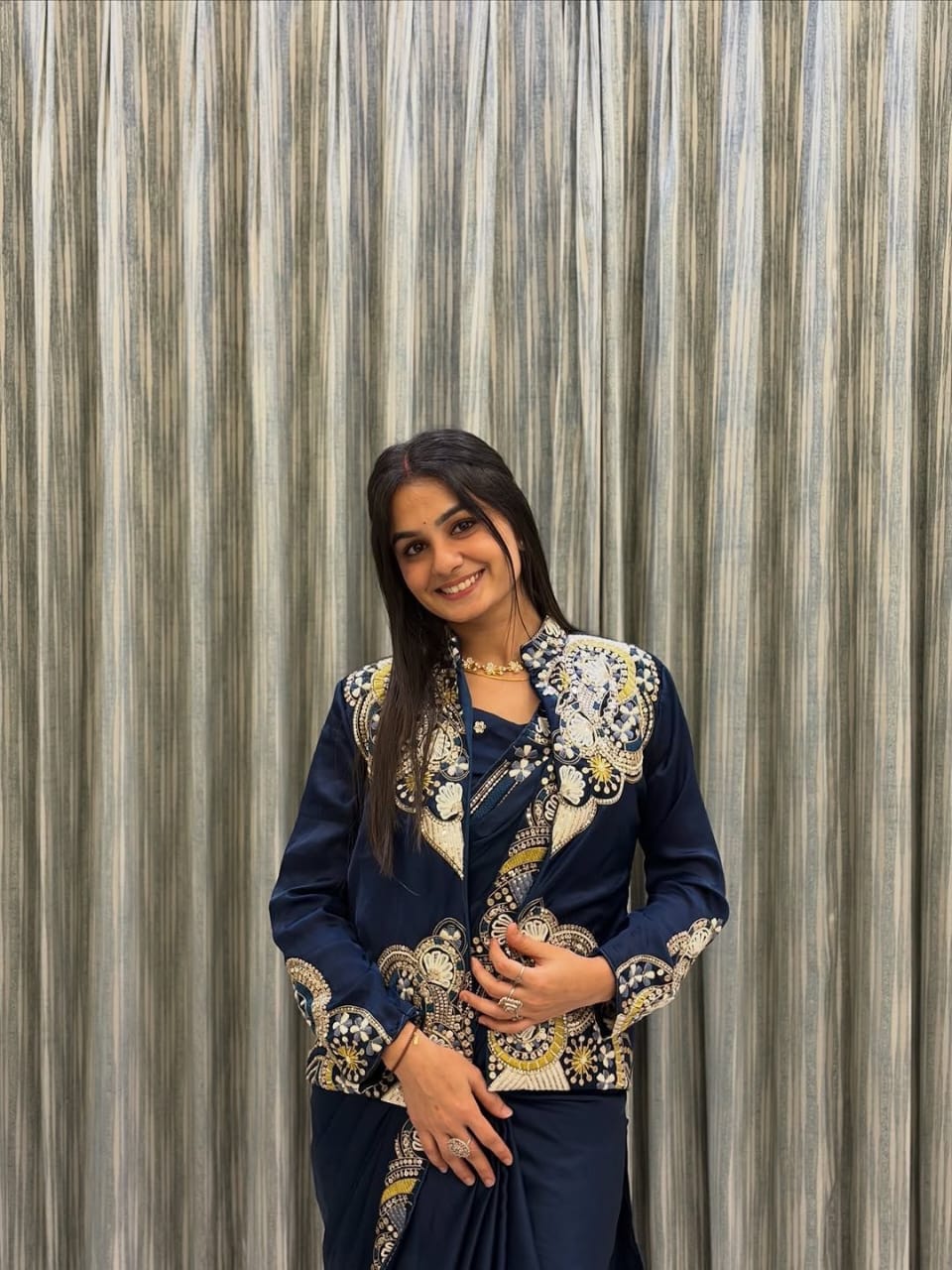 SEQUENCE EMBROIDERED SAREE SET WITH DESIGNER KOTI