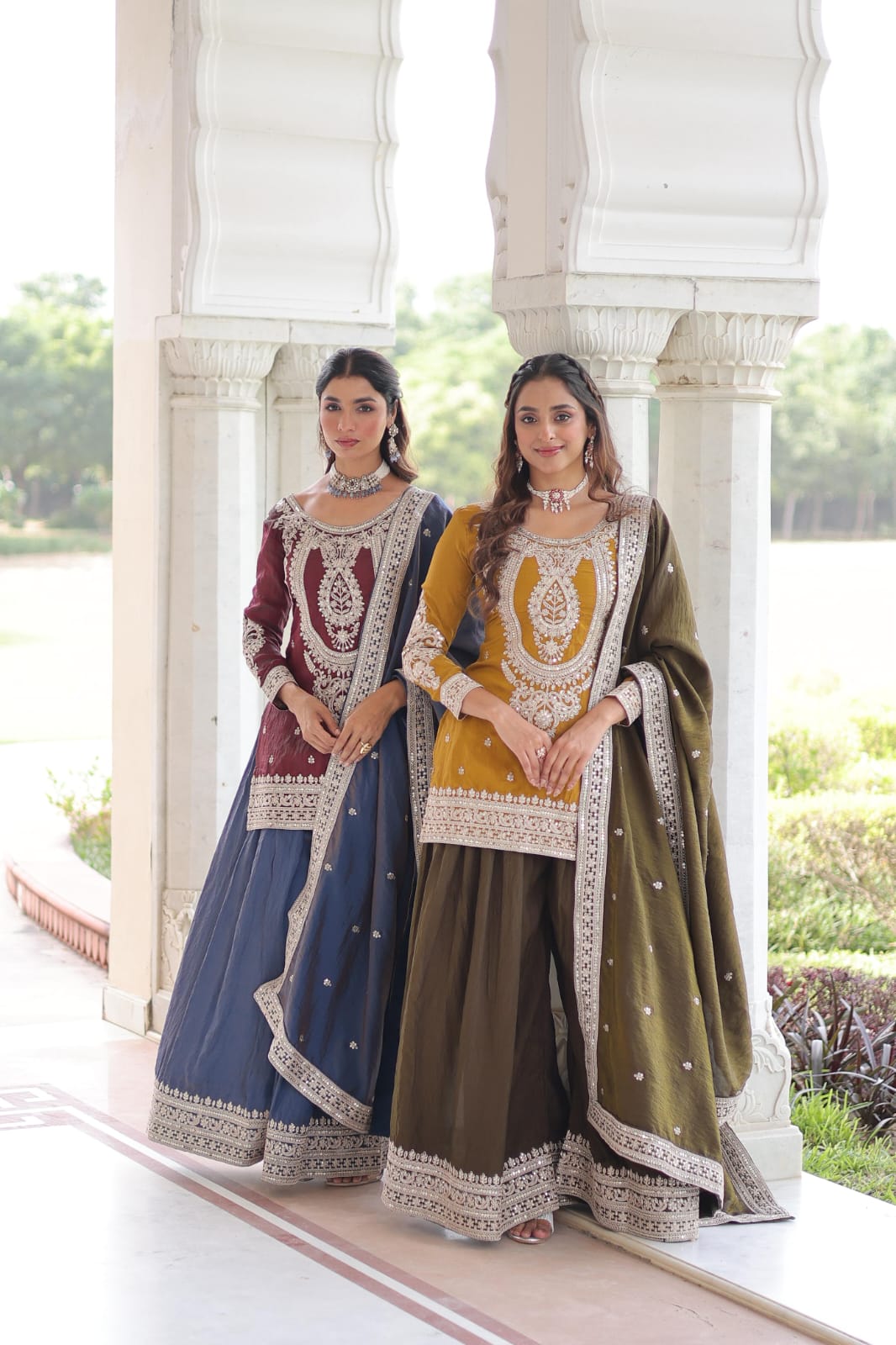 REGAL DUAL-TONED SHARARA SET WITH DUPATTA