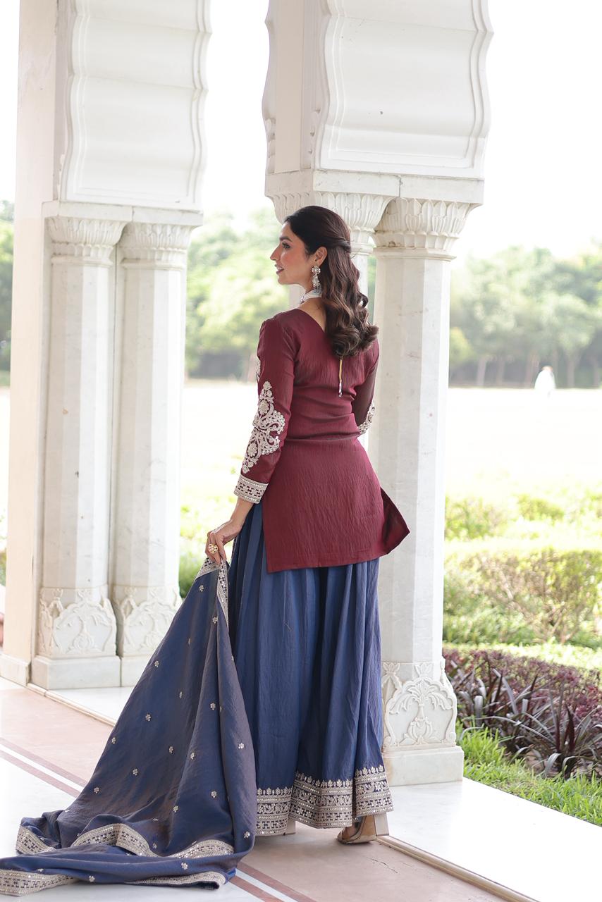 REGAL DUAL-TONED SHARARA SET WITH DUPATTA