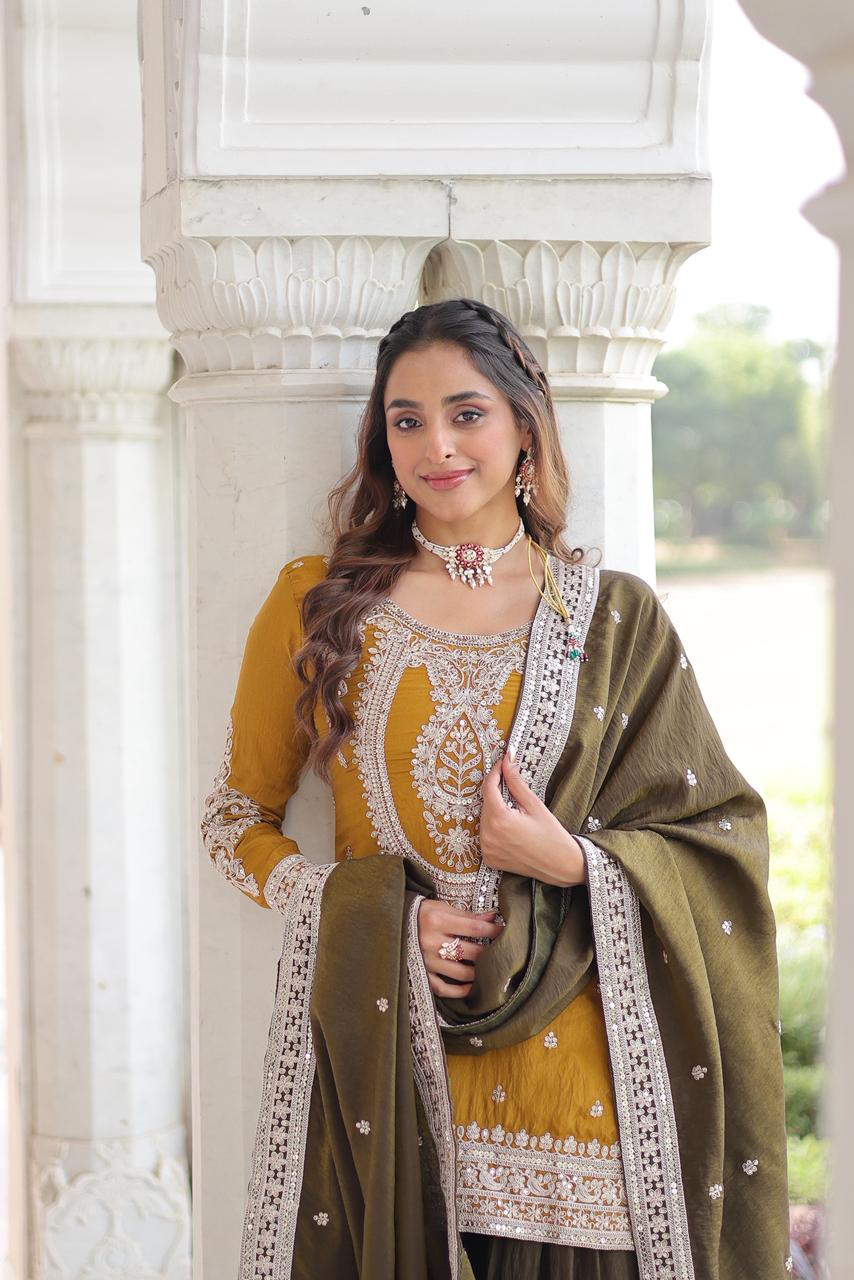 REGAL DUAL-TONED SHARARA SET WITH DUPATTA