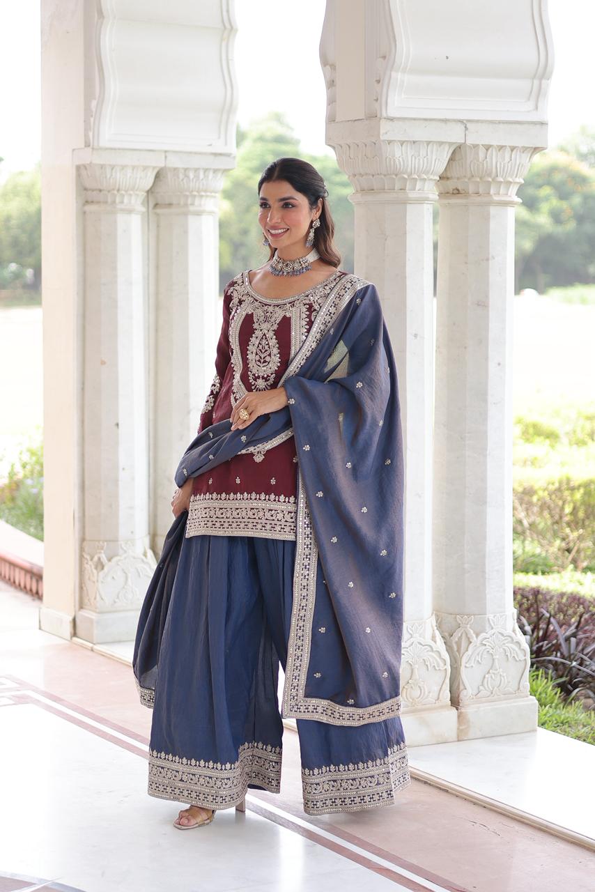 REGAL DUAL-TONED SHARARA SET WITH DUPATTA