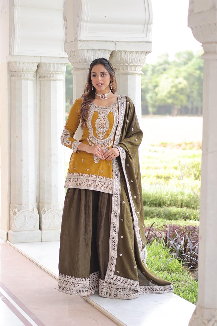 REGAL DUAL-TONED SHARARA SET WITH DUPATTA