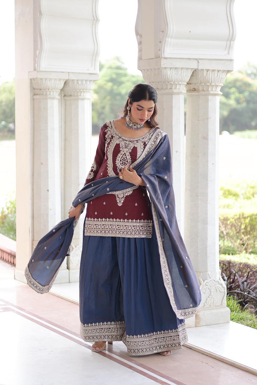 REGAL DUAL-TONED SHARARA SET WITH DUPATTA