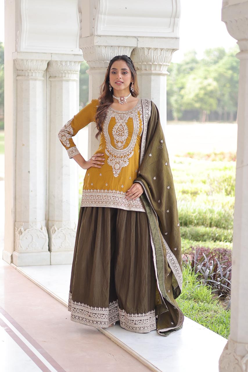 REGAL DUAL-TONED SHARARA SET WITH DUPATTA