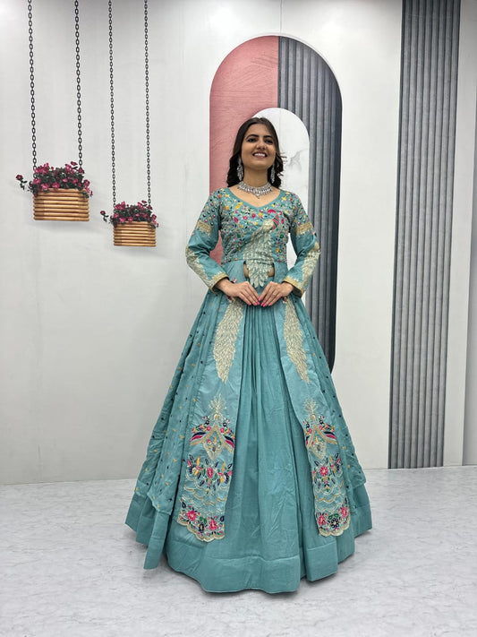 AZURE VICHITRA CROP TOP WITH LEHENGA