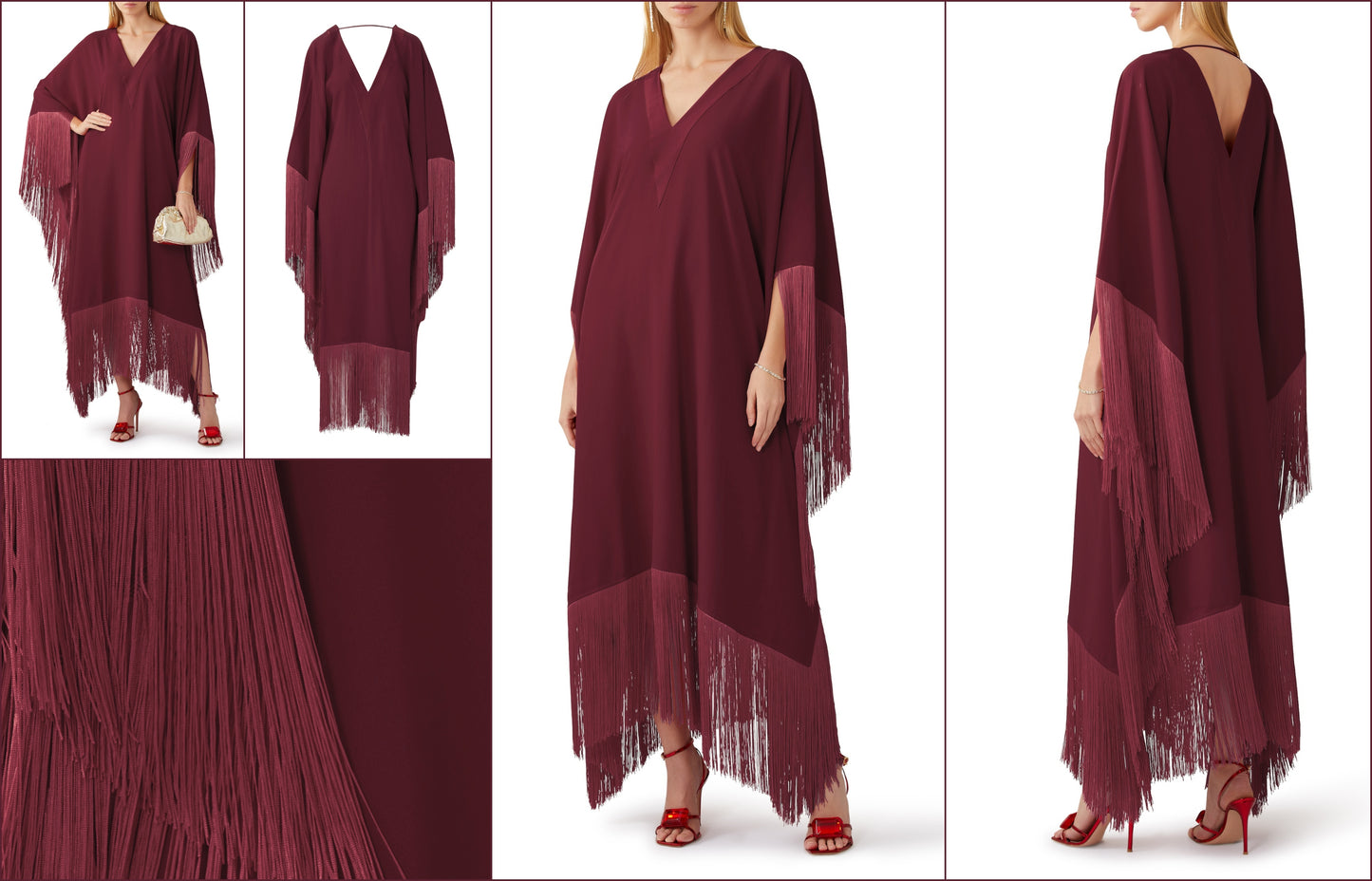 V-NECK STYLE PREMIUM EXCLUSIVE WEAR FRINGED LACE KOREAN SILK KAFTAN