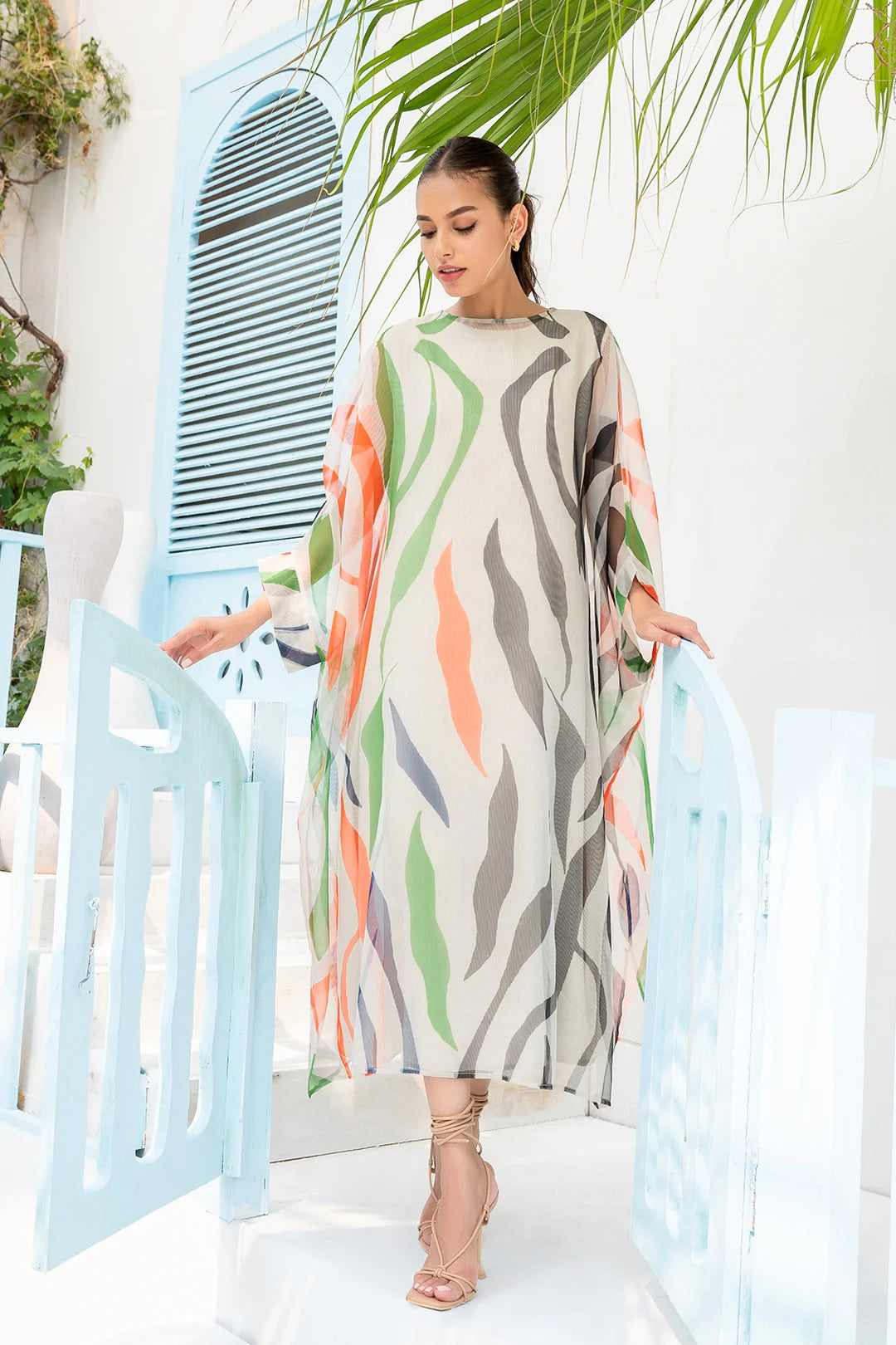 MULTI COLOUR LEAF PATTERN PREMIUM KAFTAN