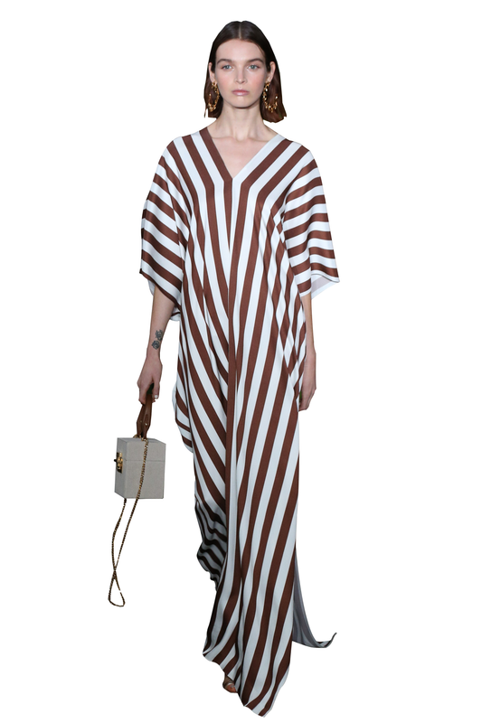 Striped Printed Ankle Length Daily Wear Satin Silk Kaftan For Women