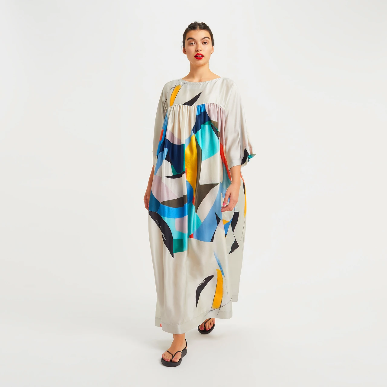 MULTI COLOUR PRINTED RAYON COTTON LONG MAXI DRESS