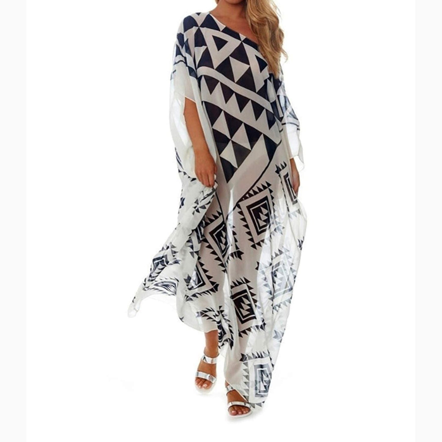 Georgette Printed Geometric Pattern Style Women Kaftan