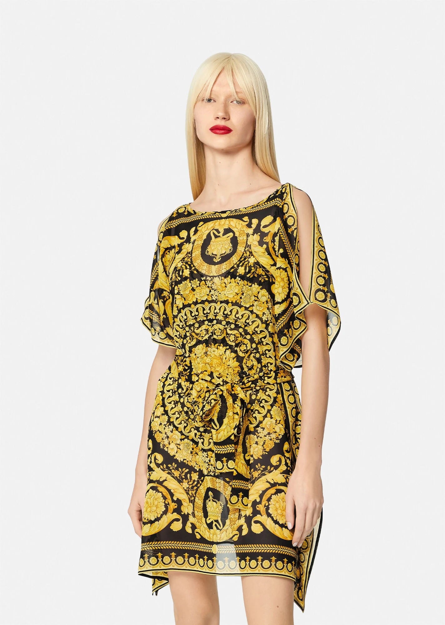 SHOULDER CUT MUSTARD PRINTED PREMIUM KAFTAN